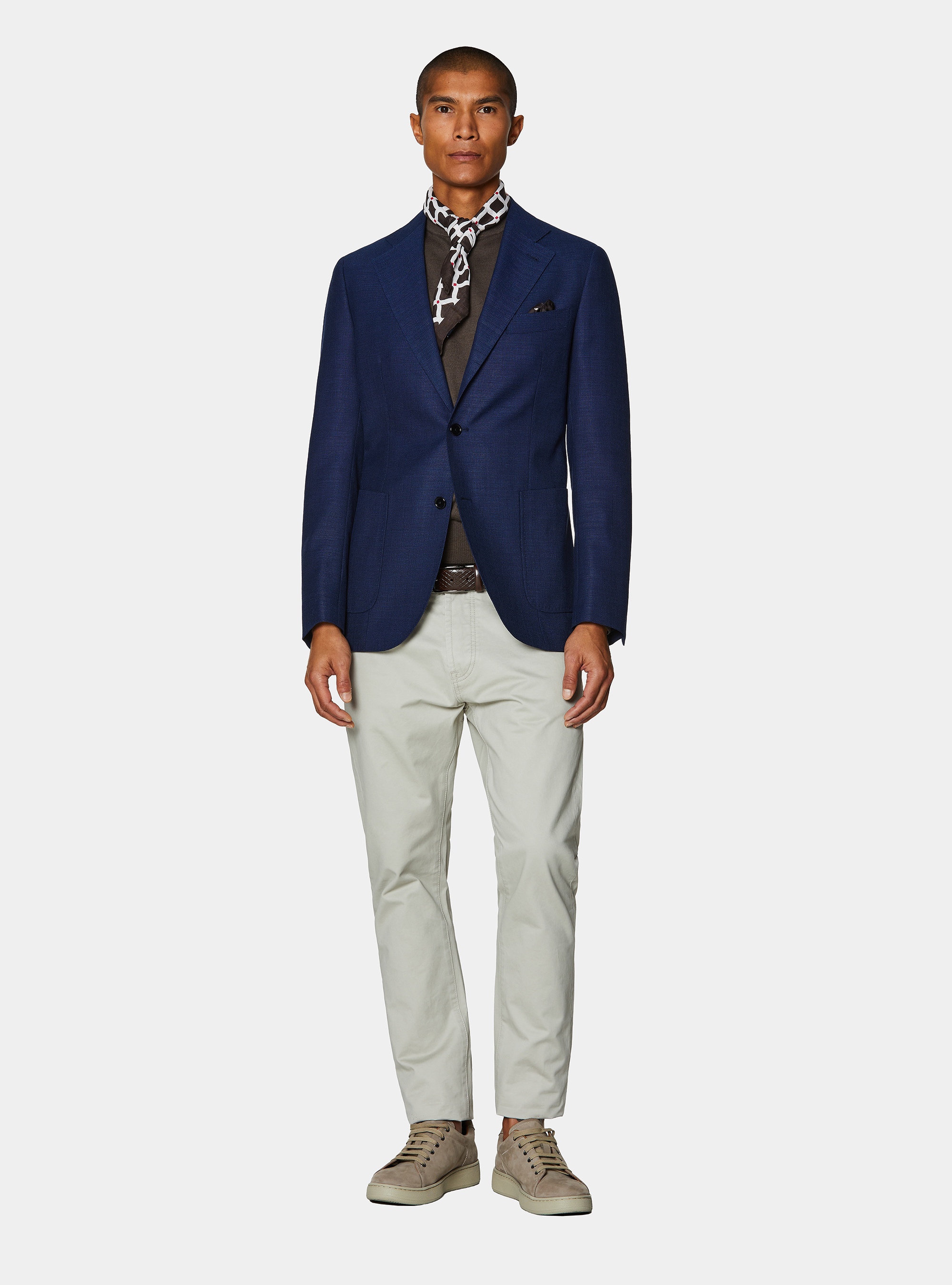 Giacca hopsack in pura lana, BLU