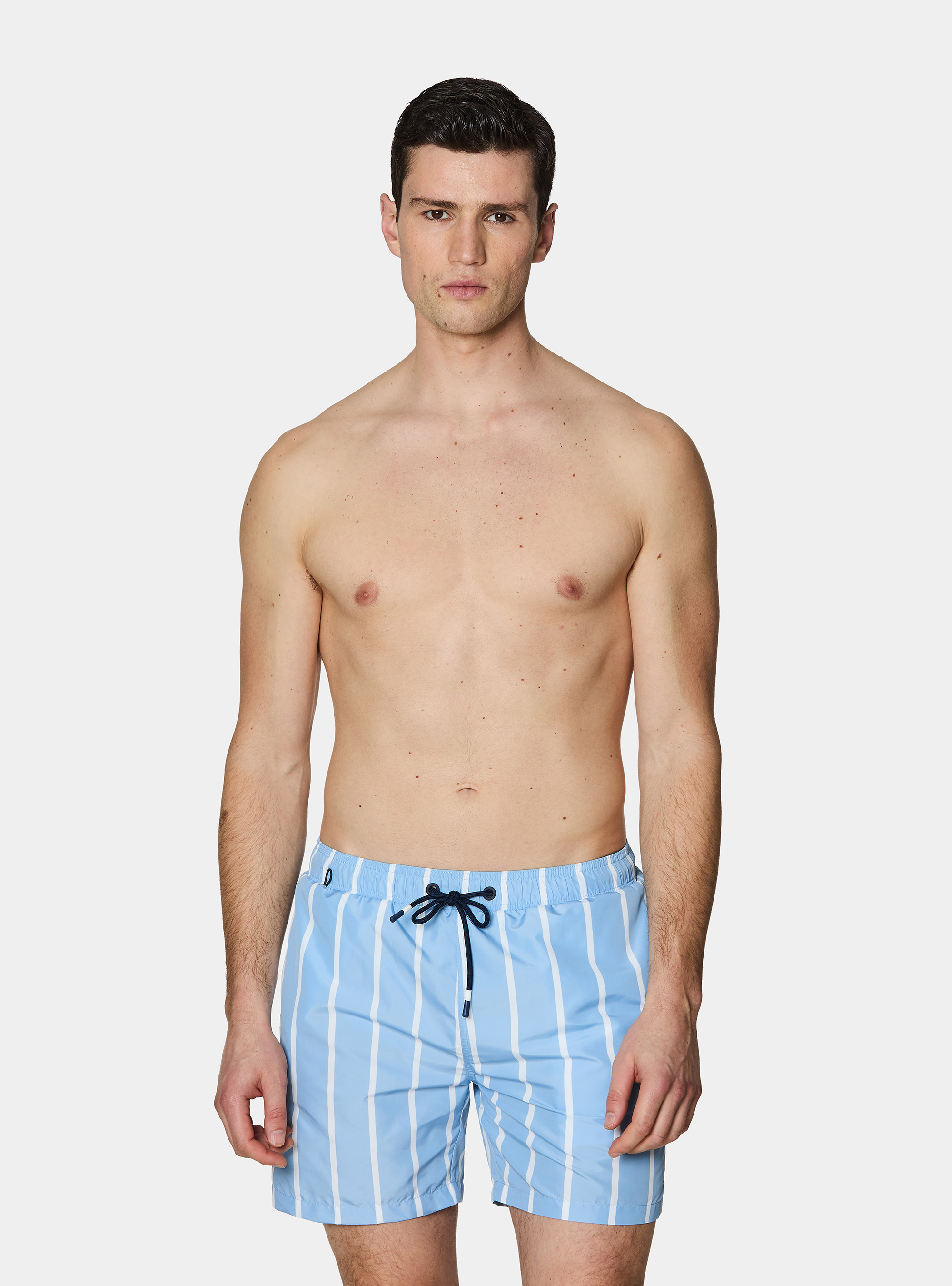 Costume da bagno stampa rigata, AZZURRO