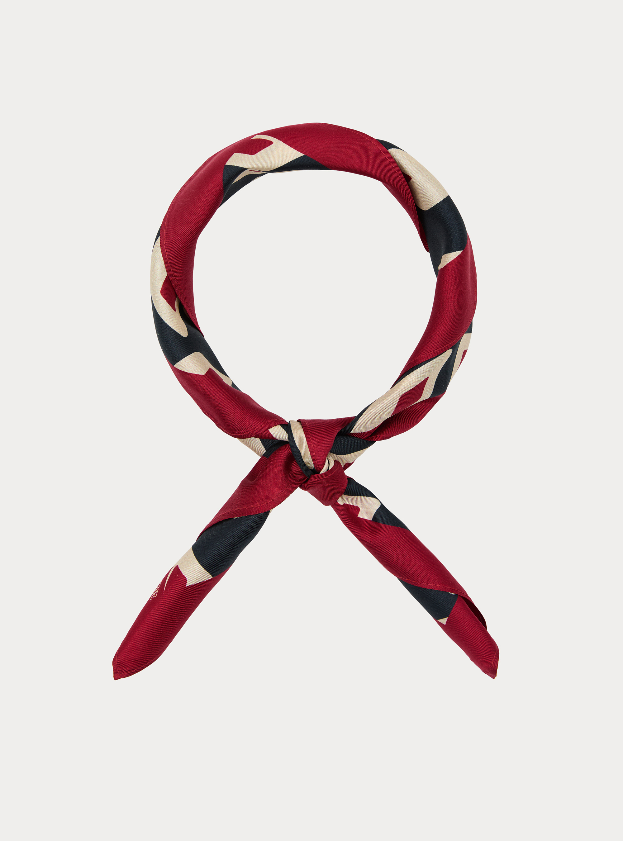 Foulard in seta stampata a fantasia geometrica, BLU NAVY