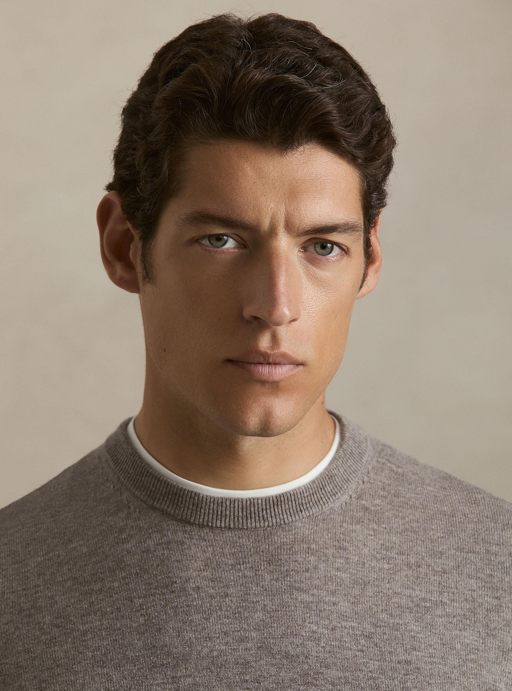 Girocollo in maglia in lana e cashmere, TORTORA 0542C