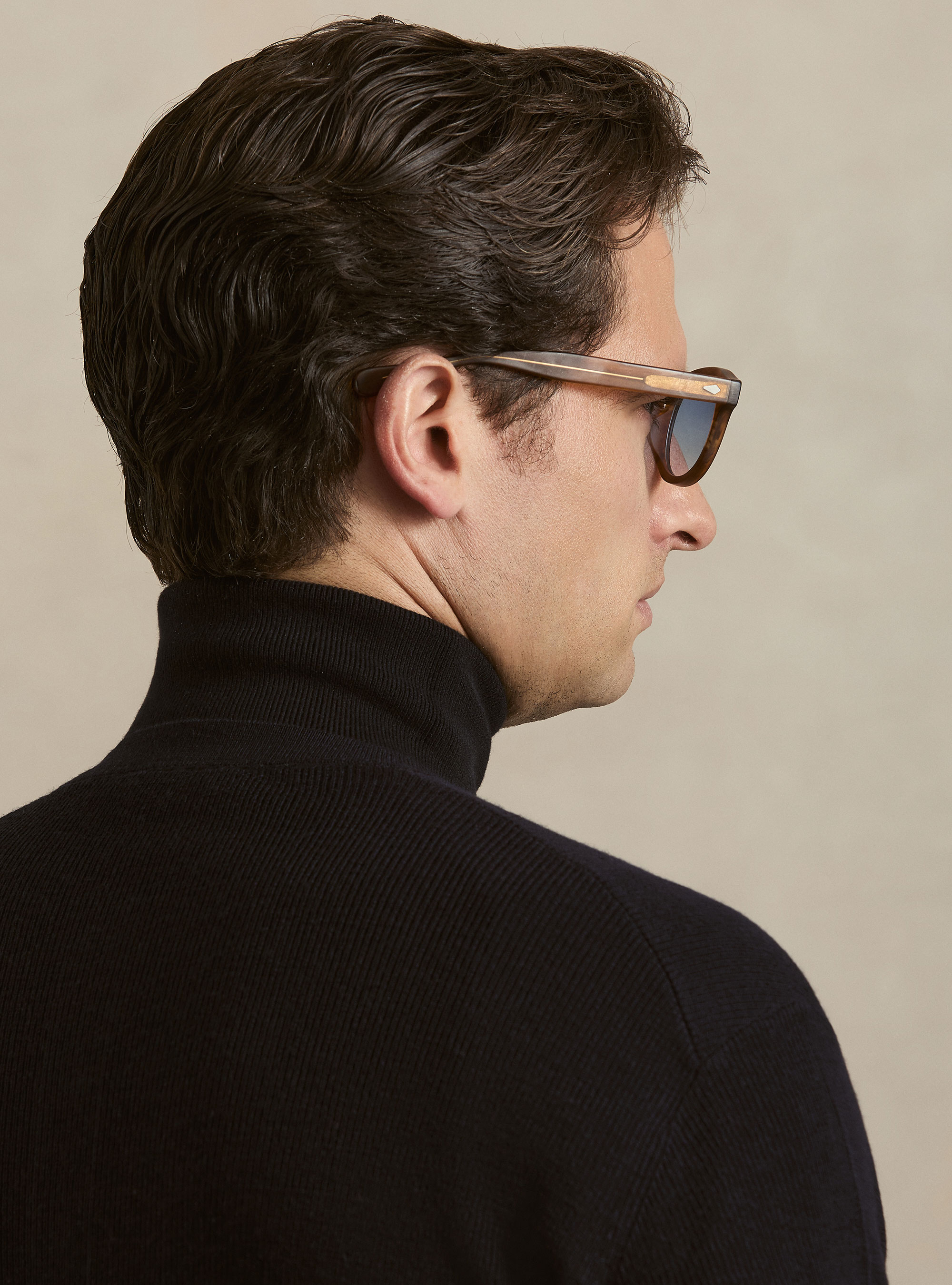 Maglia serafino in lana a costine, BLU NAVY