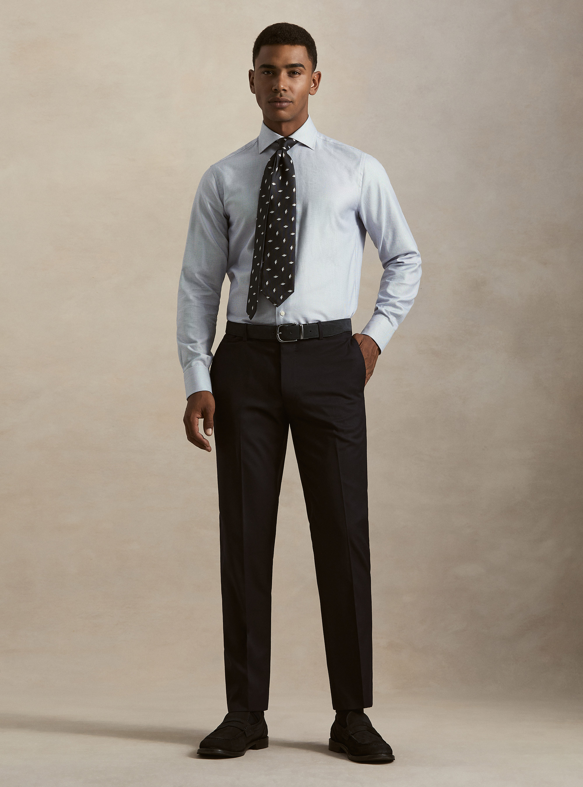 Pantaloni per abito in flanella di lana, BLU NAVY