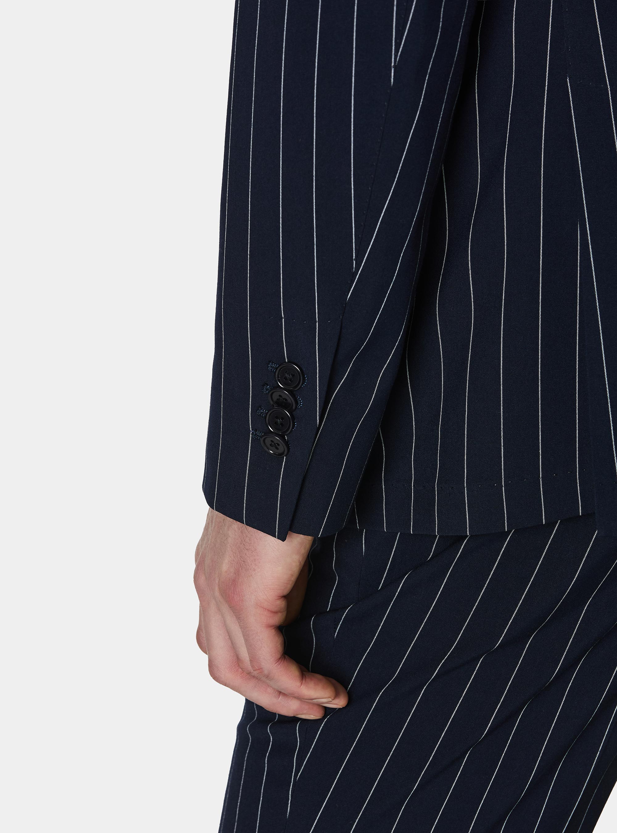 Giacca abito monopetto gessato, BLU NAVY