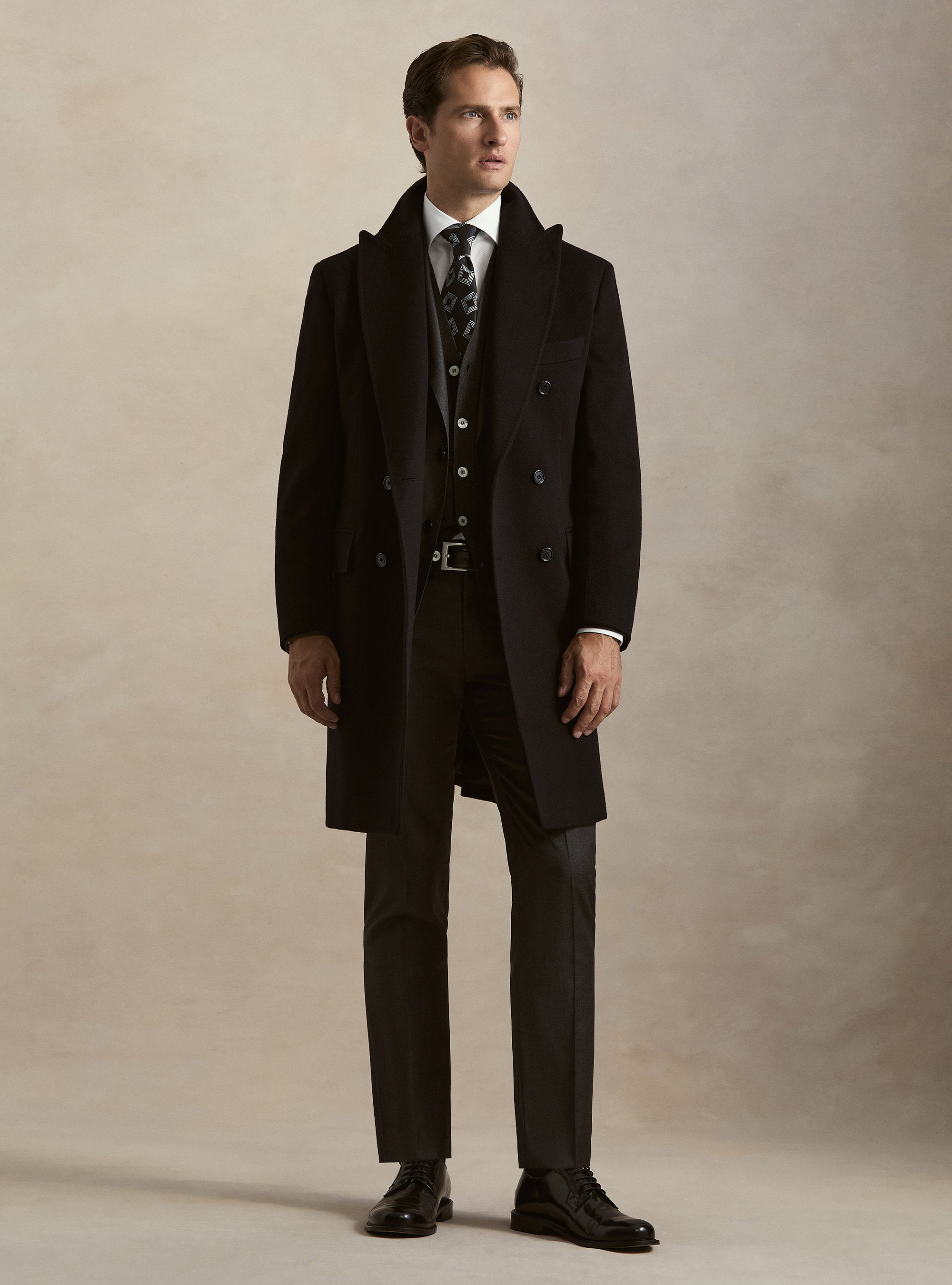 Cappotto doppiopetto in cashmere, BLU NAVY