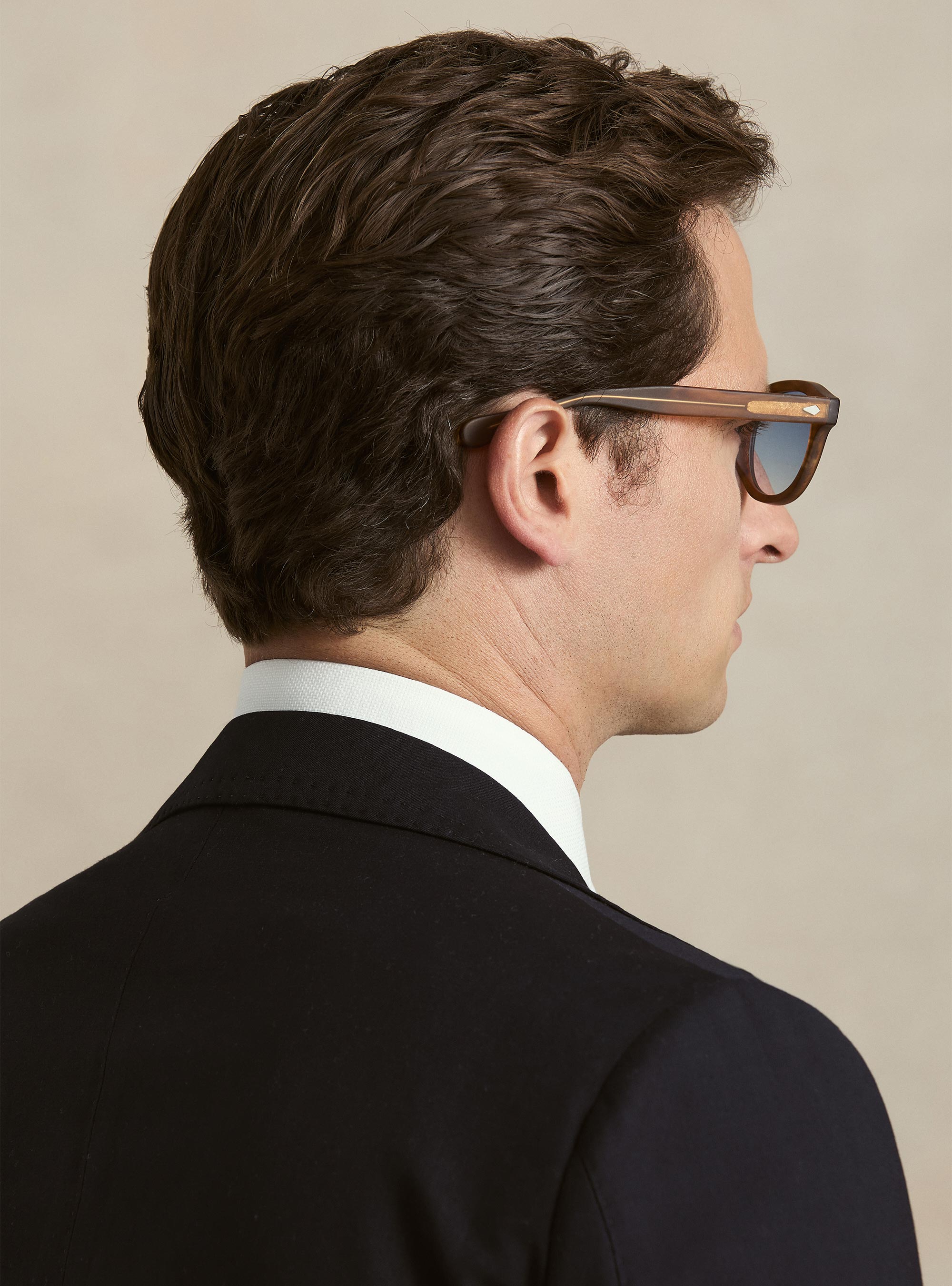 Giacca doppiopetto in tessuto stretch, BLU NAVY