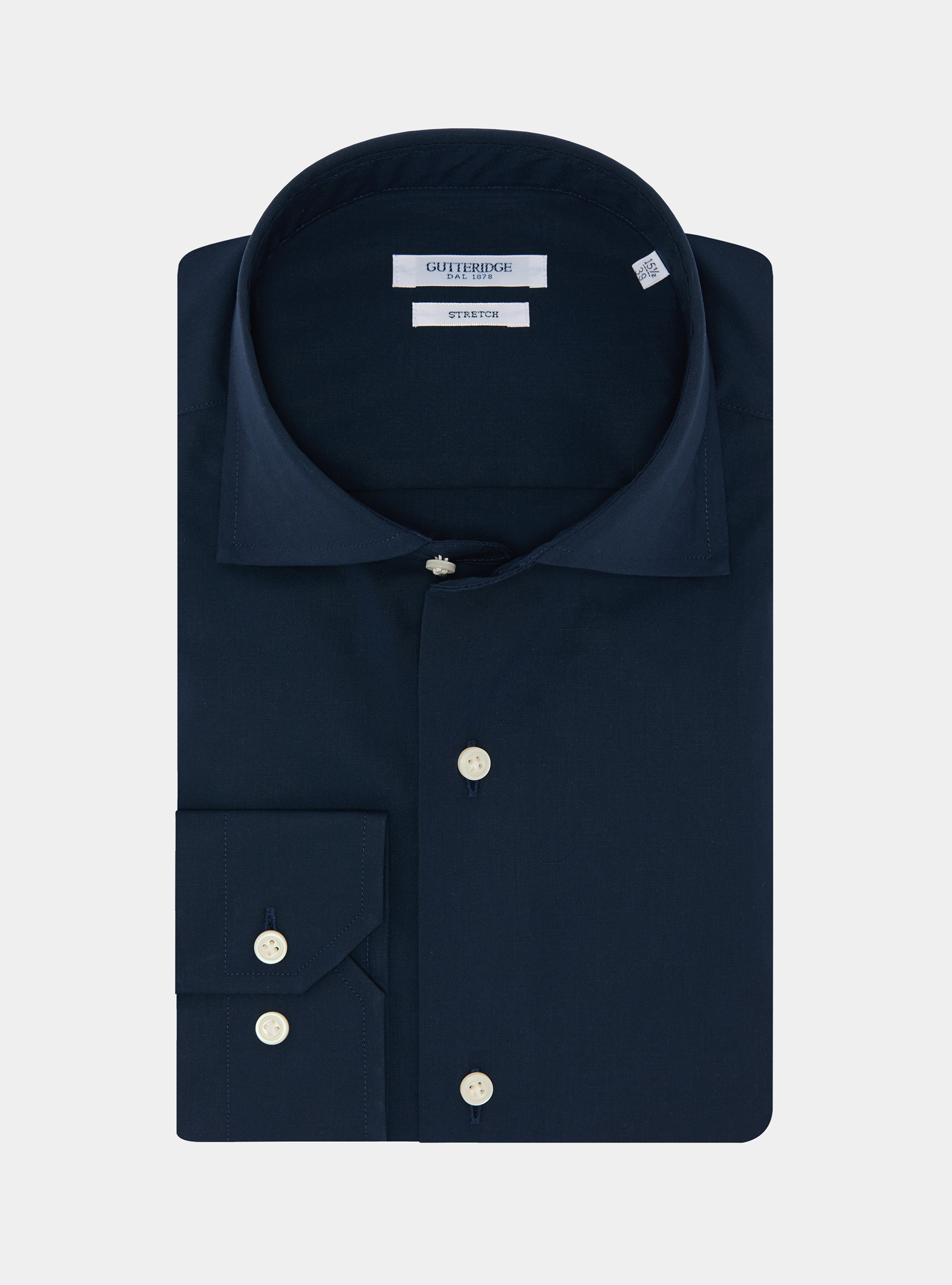 Camicia in cotone popeline stretch, BLU NAVY