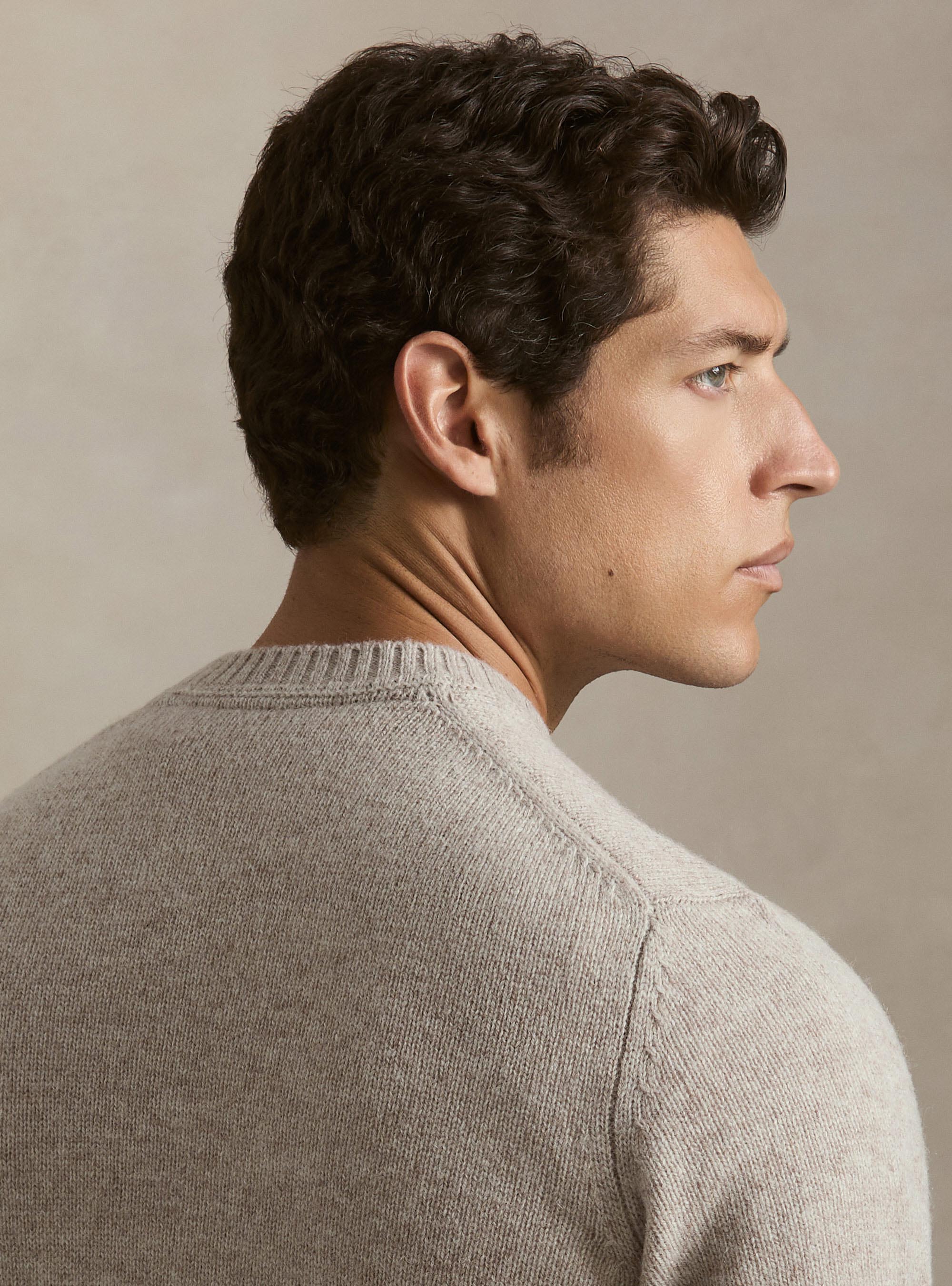 Maglia girocollo in pura lana shetland, ECRU