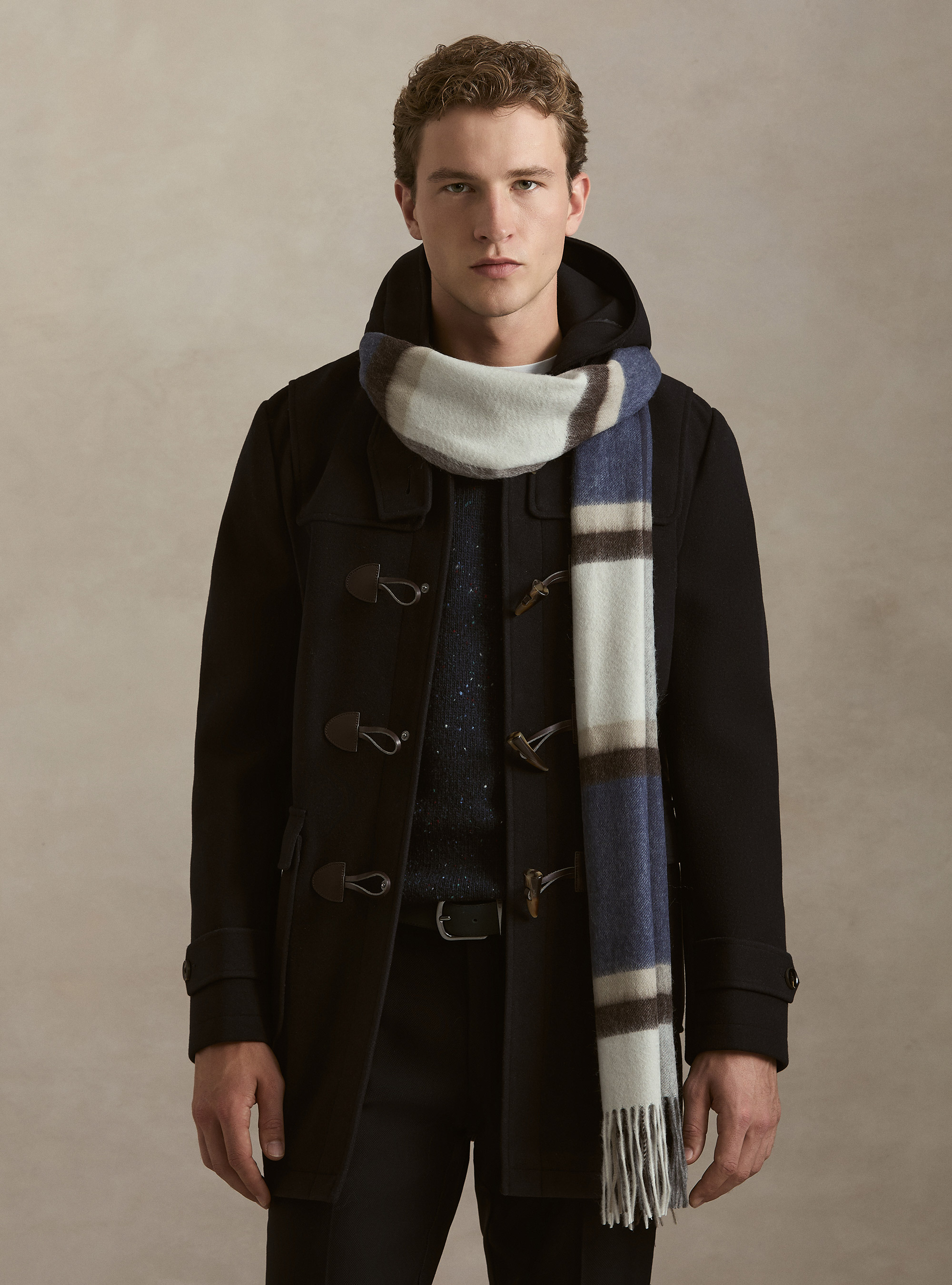 Montgomery con cappuccio in misto lana, BLU NAVY