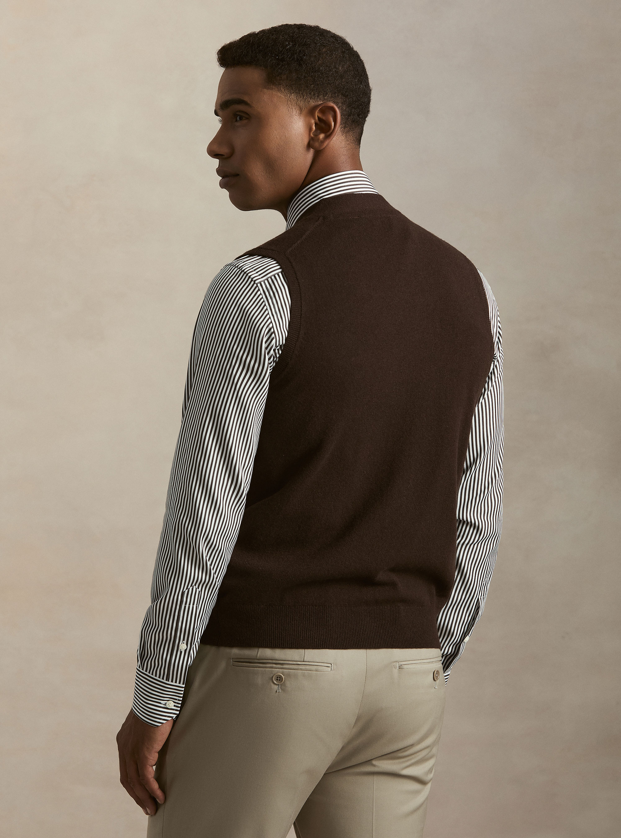 Gilet in maglia in lambswool e cashmere, MARRONE