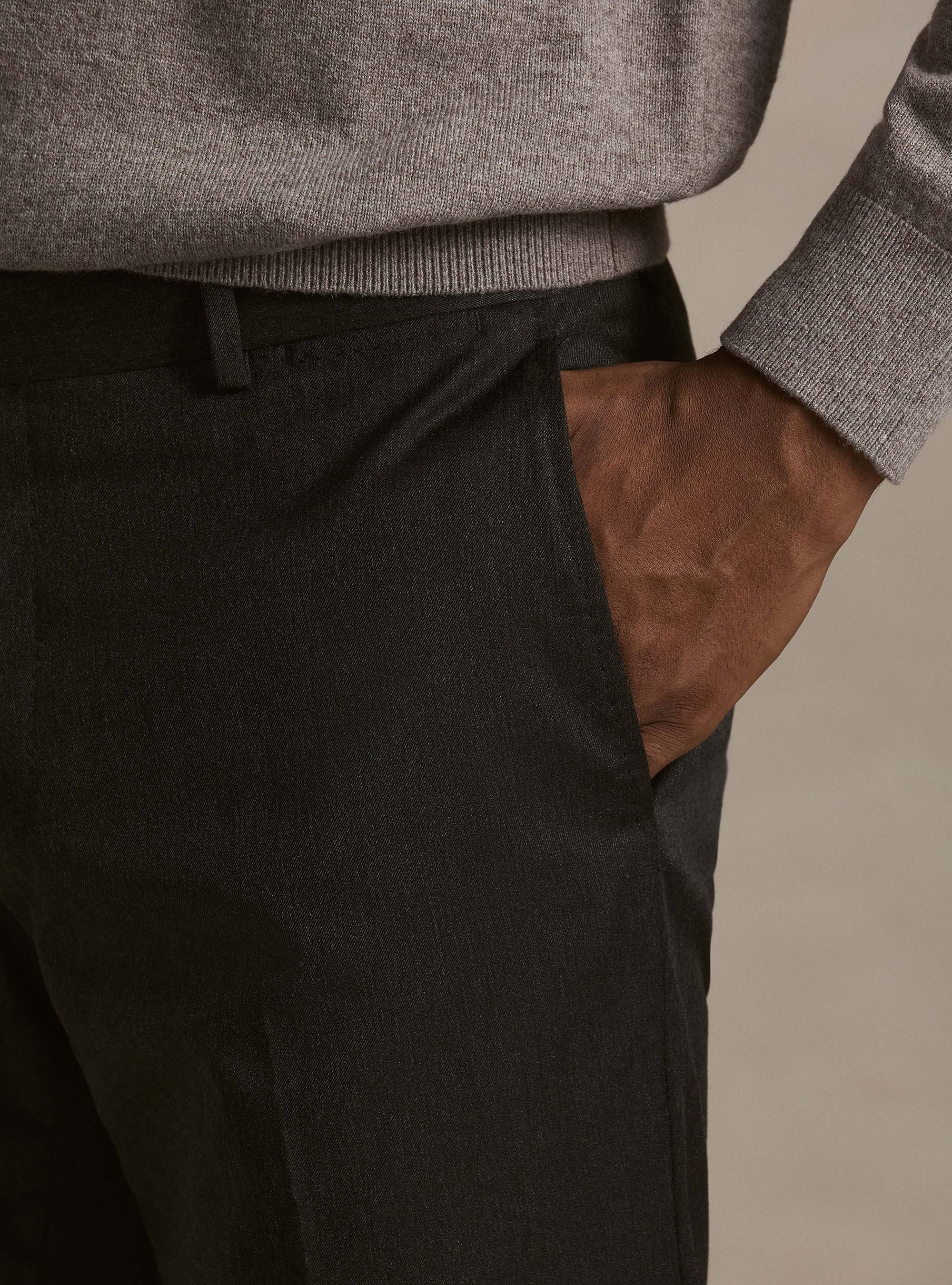 Pantaloni abito classico slim fit, ASFALTO