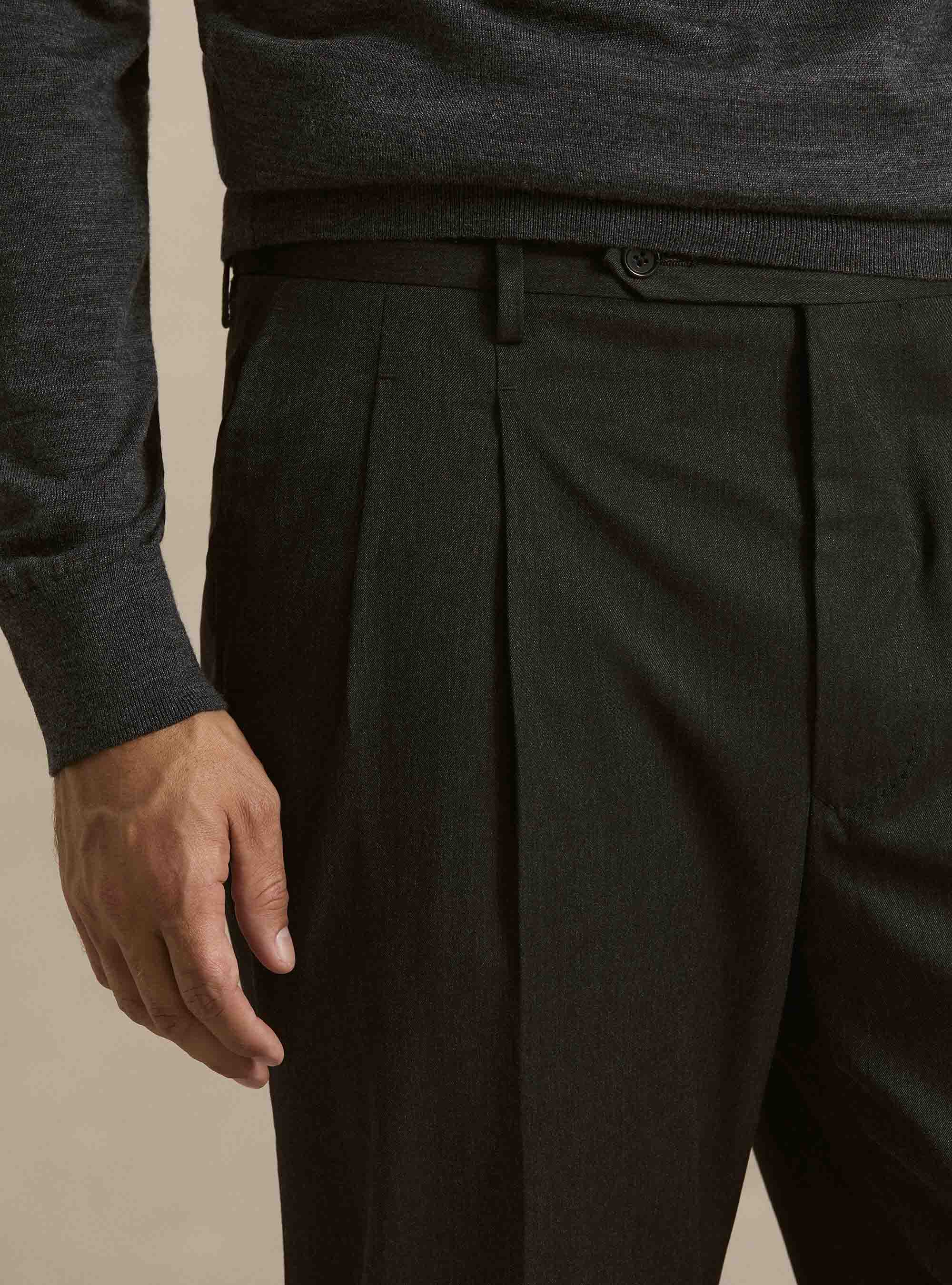 Pantaloni classici con pince, ASFALTO