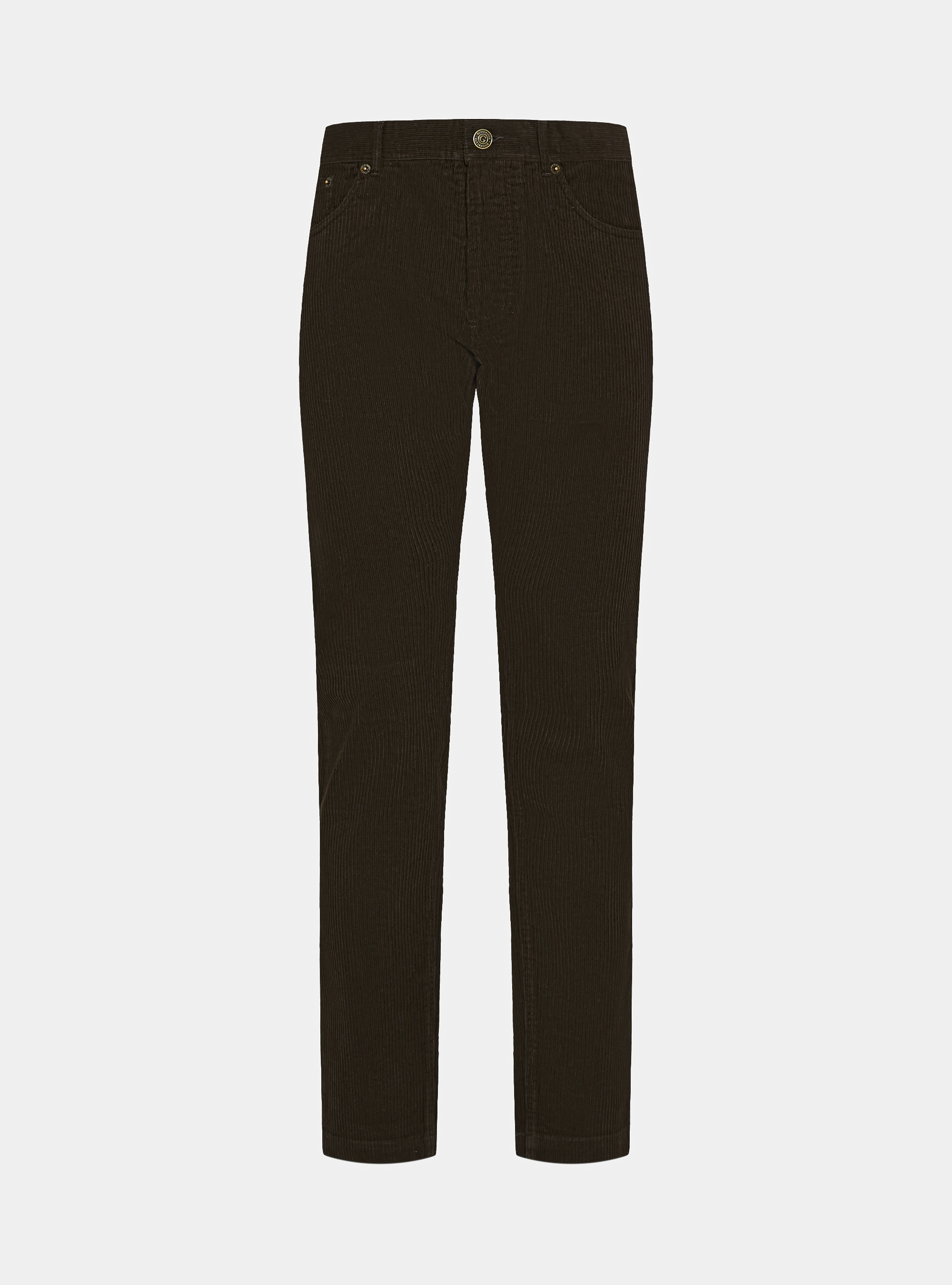 Pantaloni 5 tasche in velluto, MARRONE