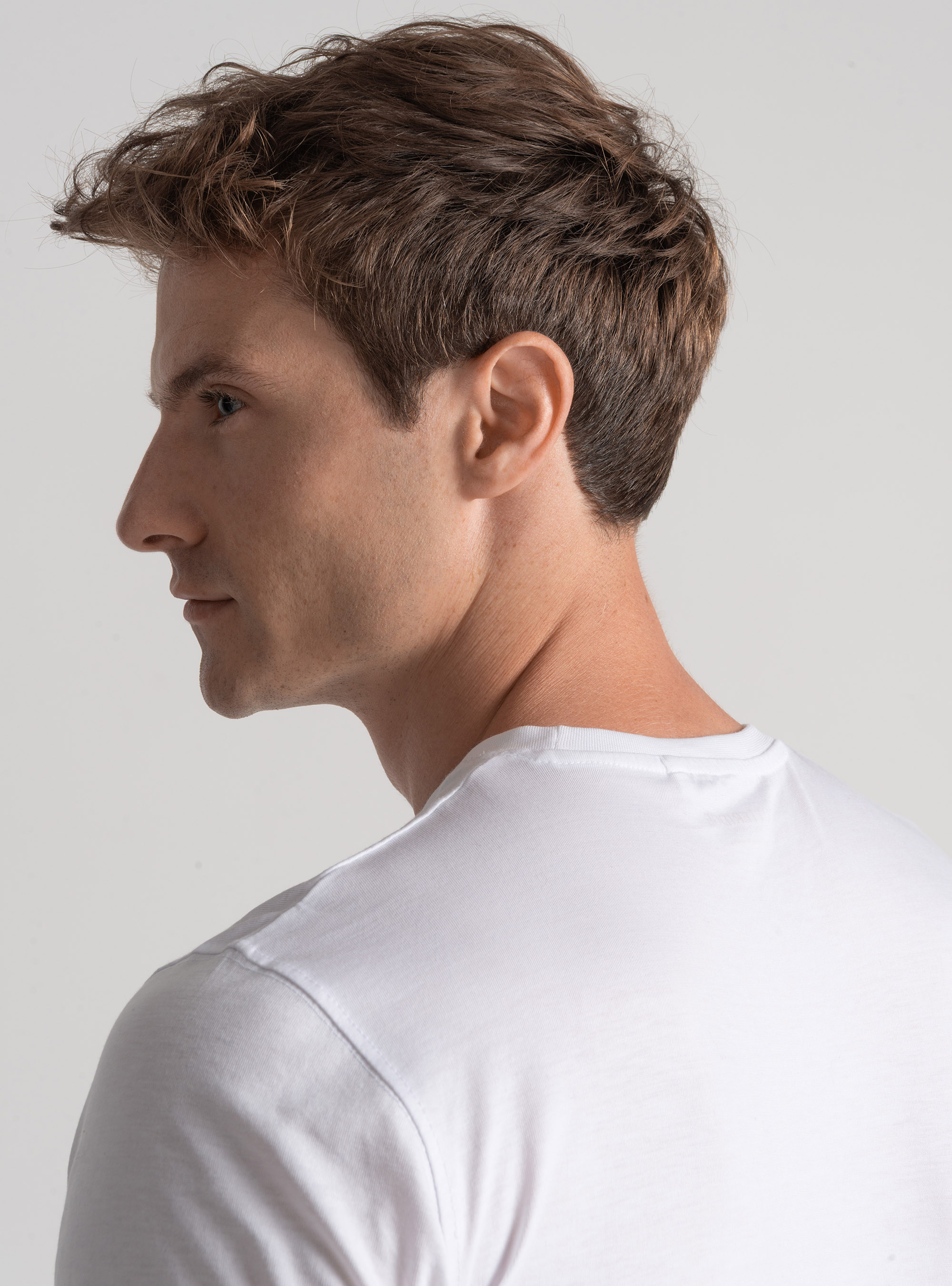 T-shirt mezza manica in cotone Supima, BIANCO