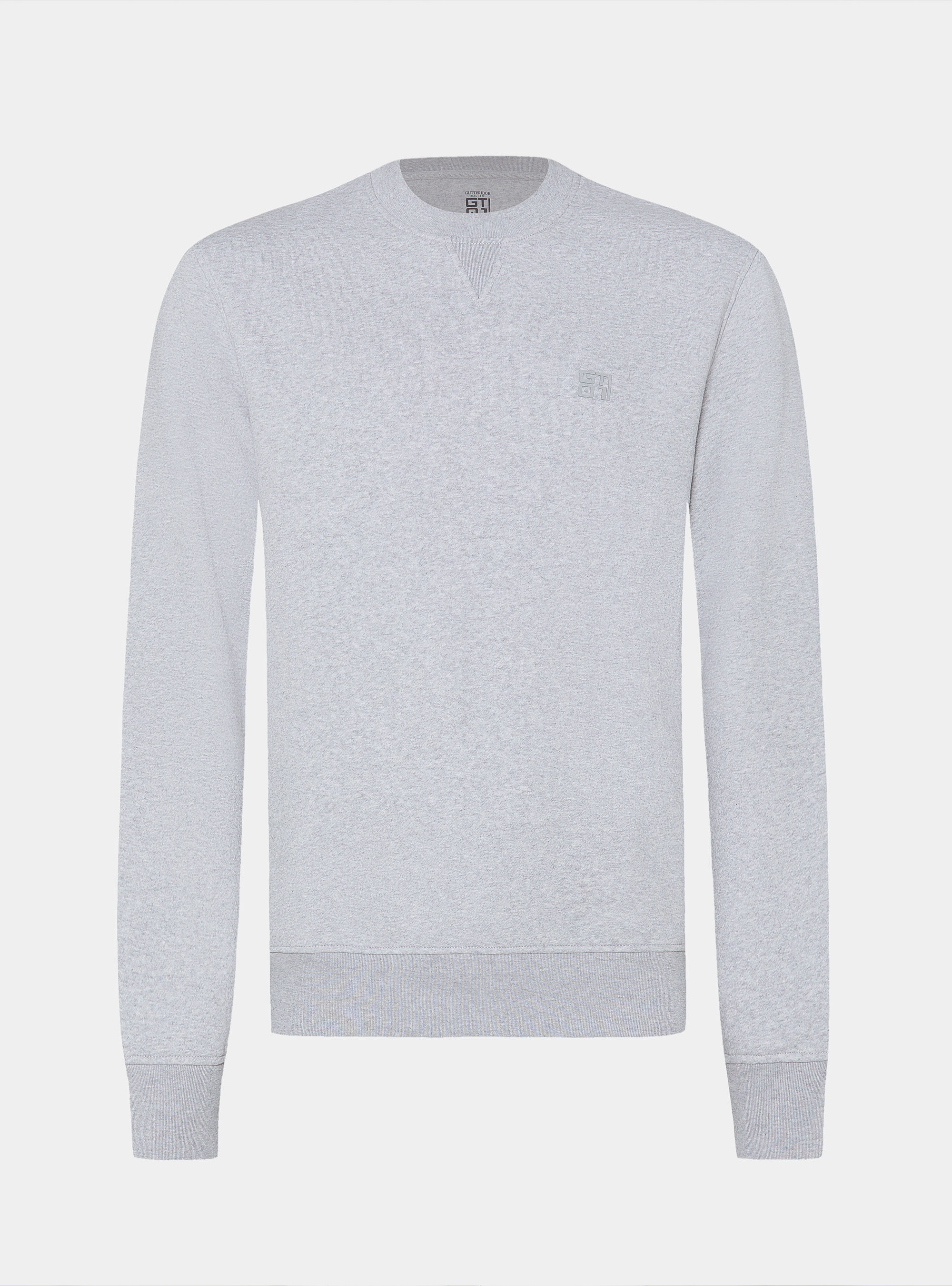 Felpa girocollo con logo gommato GT01, GRIGIO MELANGE 0151C