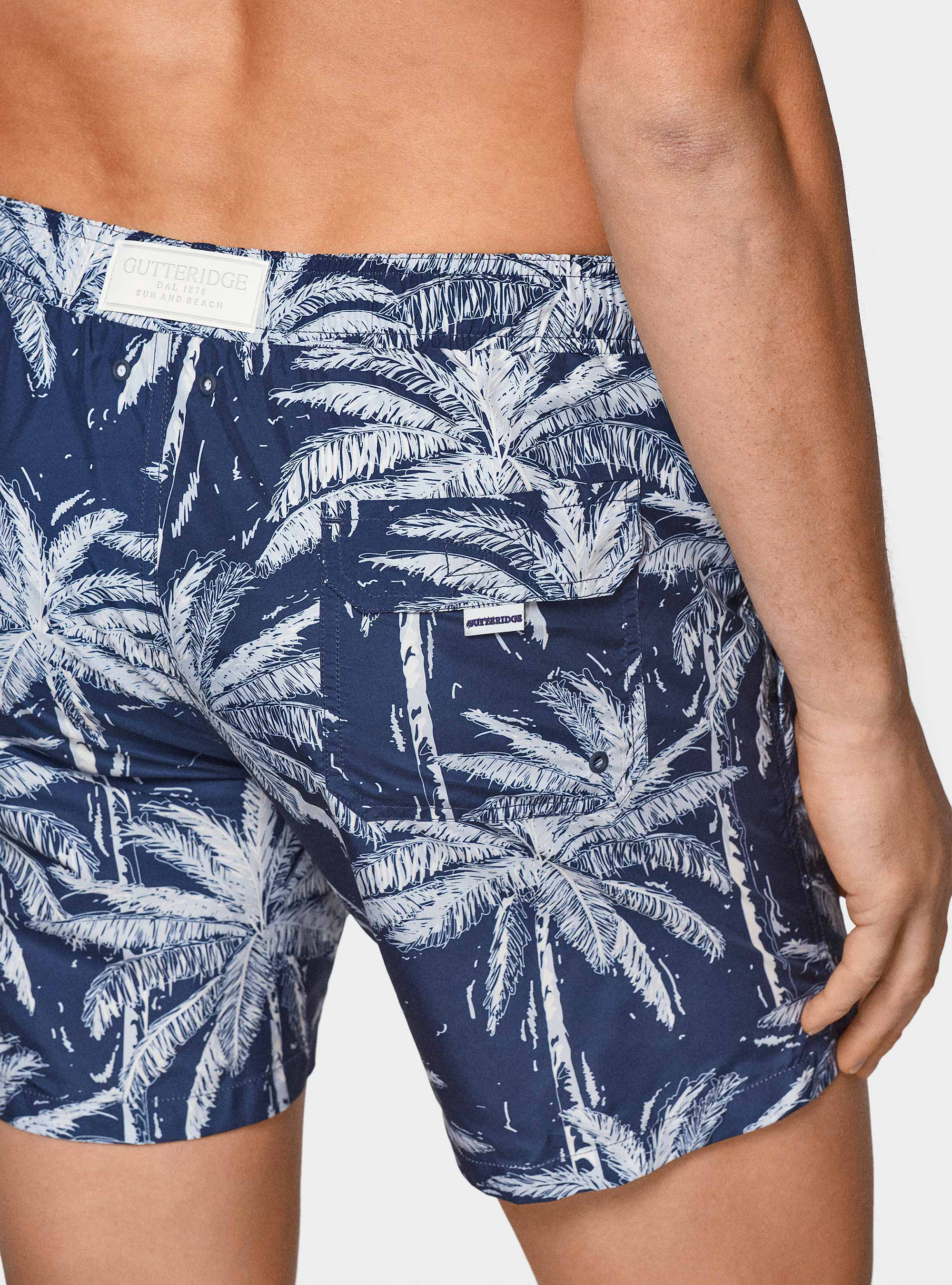 Costume da bagno stampa palme, BLU NAVY