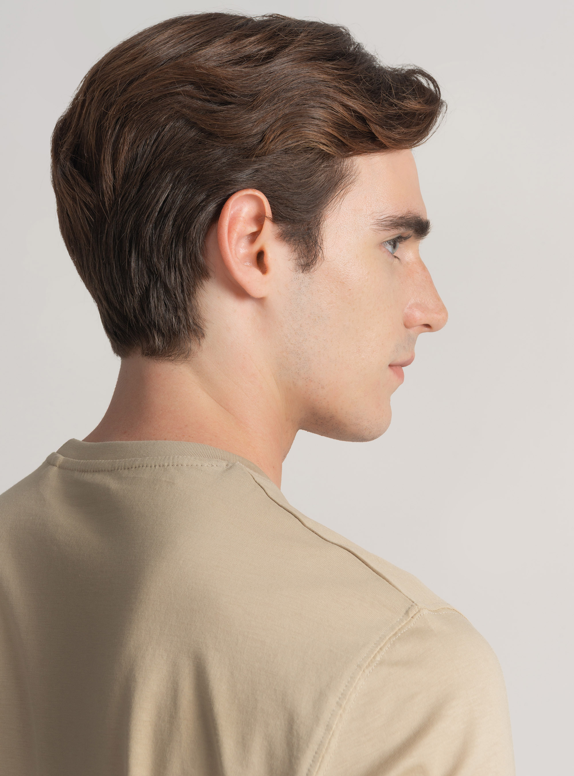 T-shirt mezza manica in cotone Supima, SABBIA