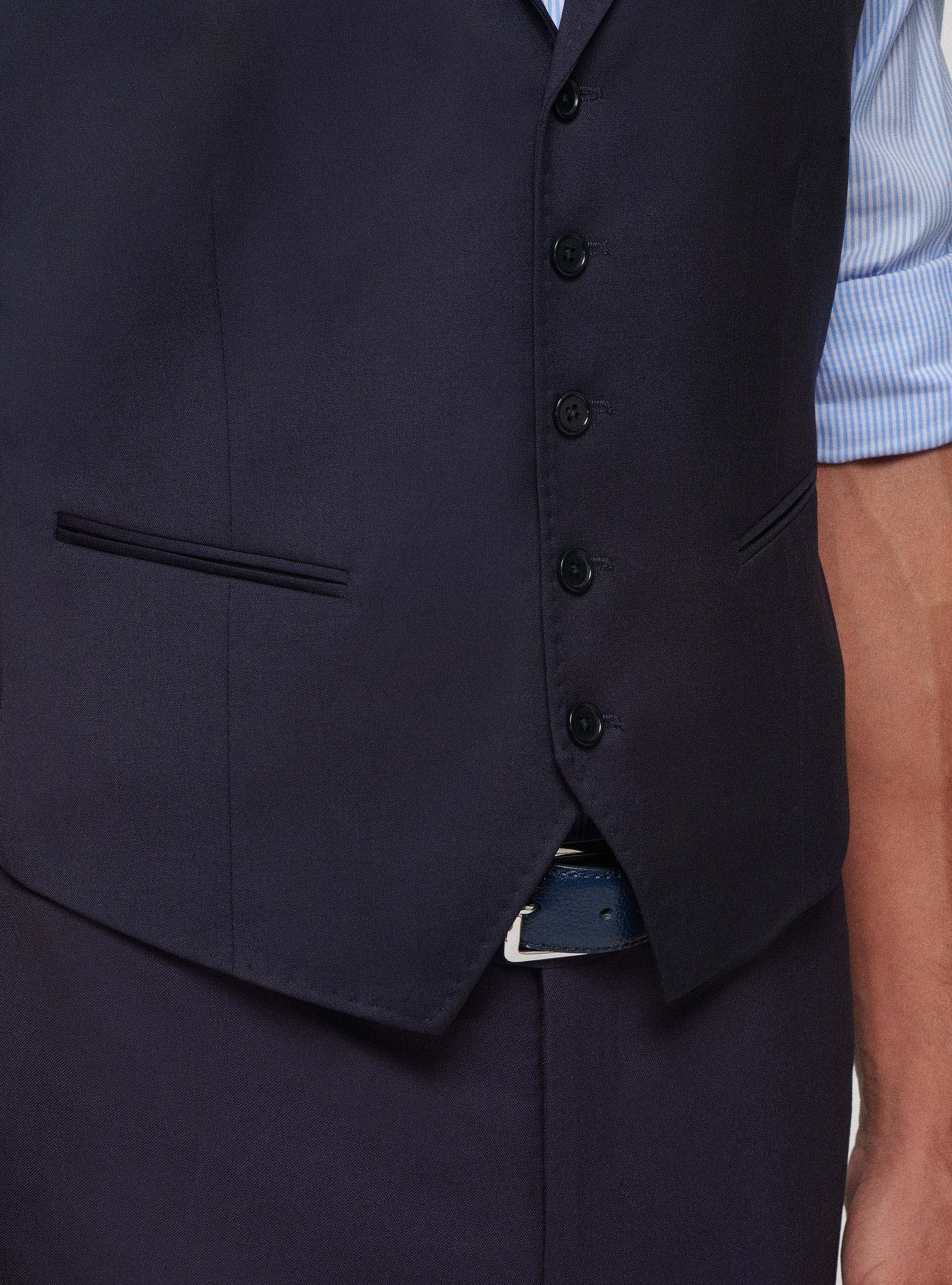 Gilet in lana superfine 110's Reda, BLU NAVY