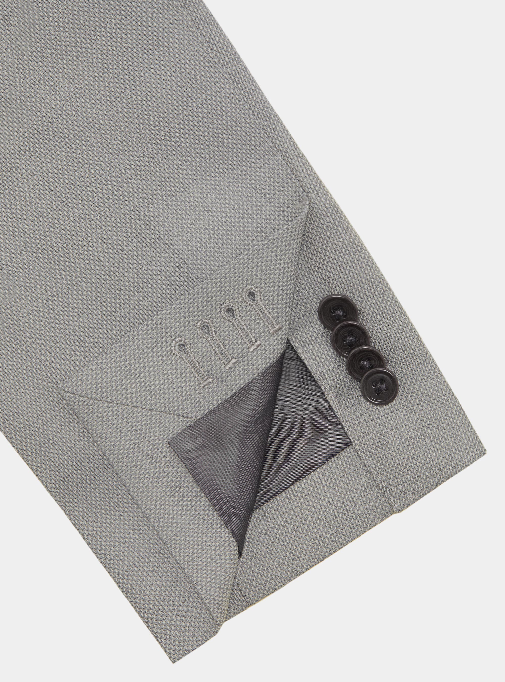Giacca in pura lana micro texture, GRIGIO CHIARO