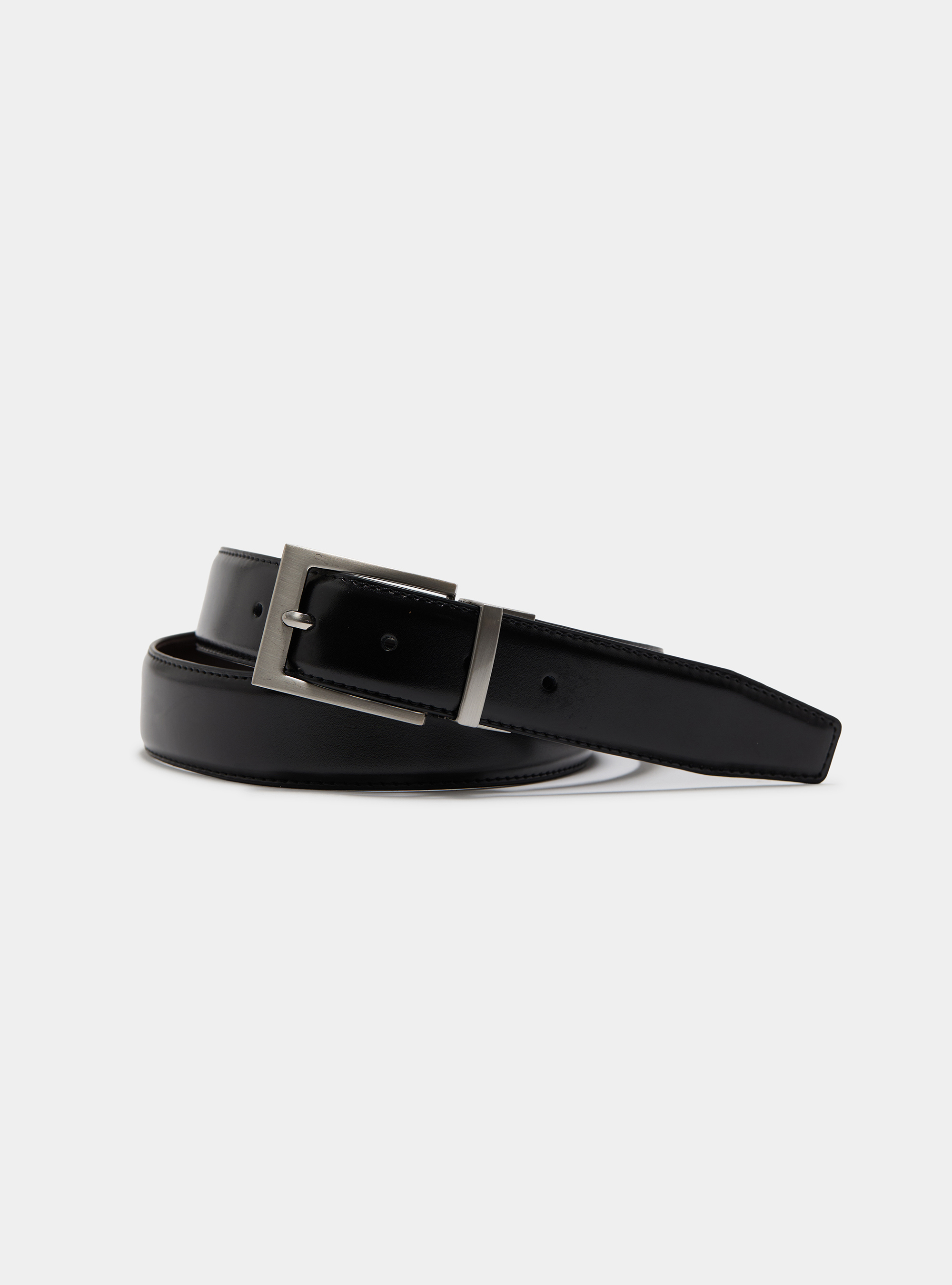 Cintura classica in pelle reversibile, NERO