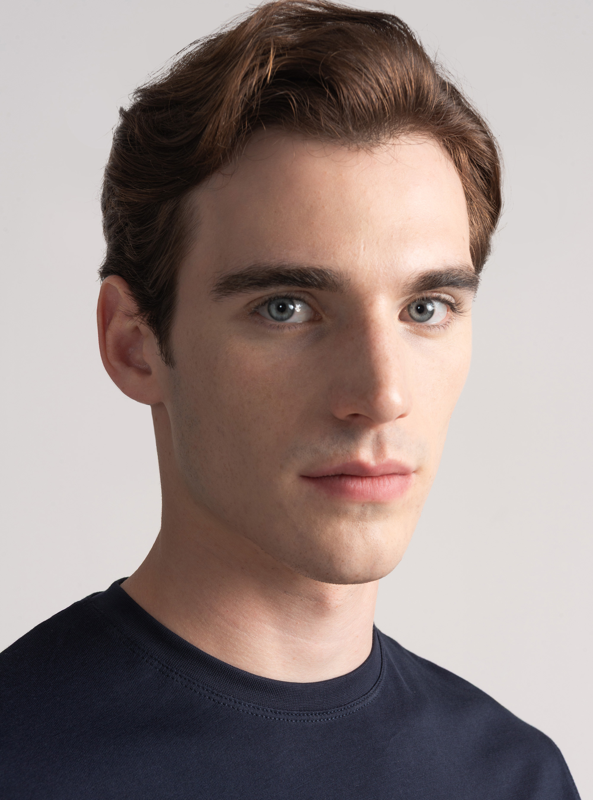 T-shirt mezza manica in cotone Supima, BLU NAVY