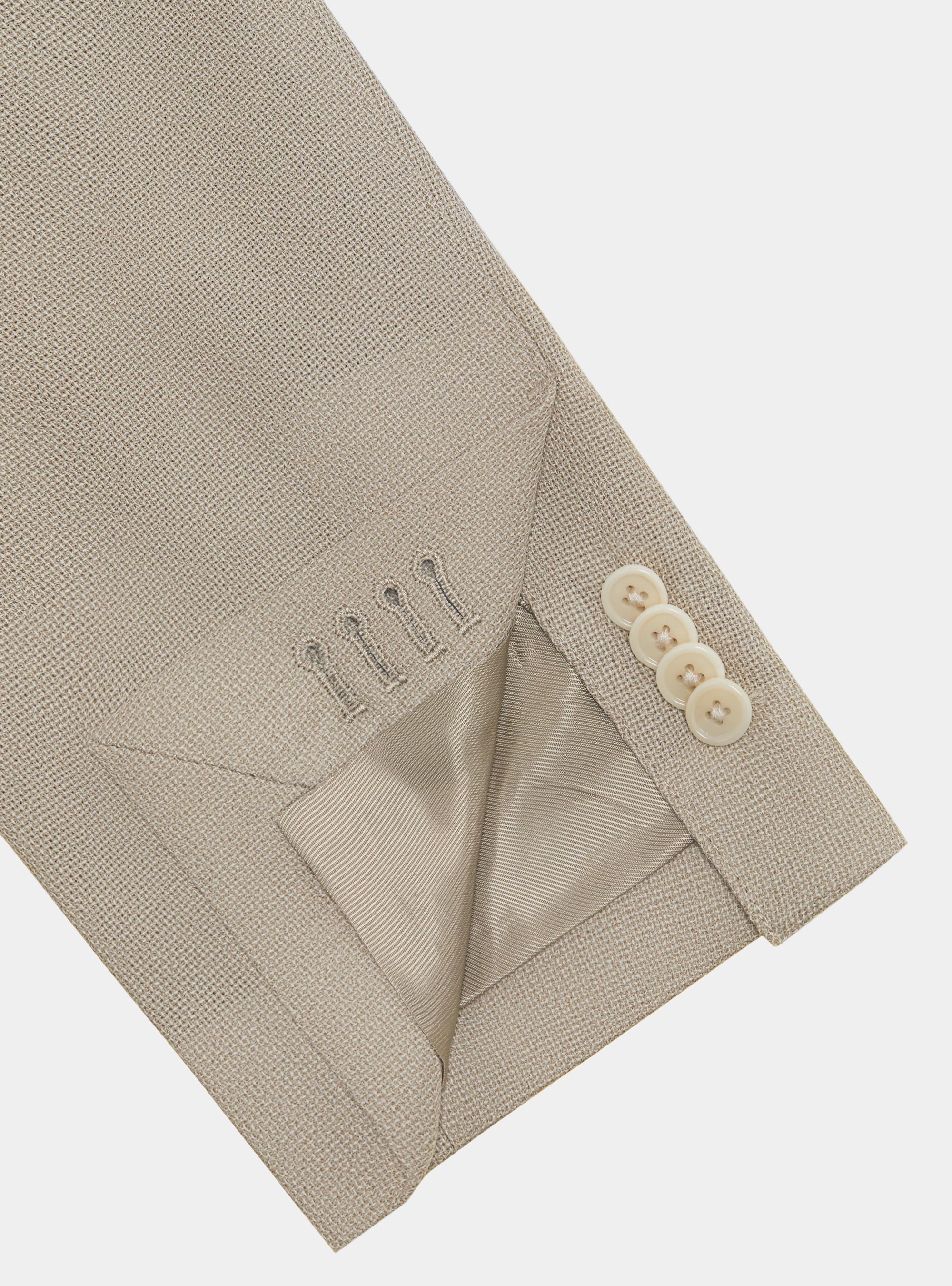 Giacca in pura lana micro texture, ECRU