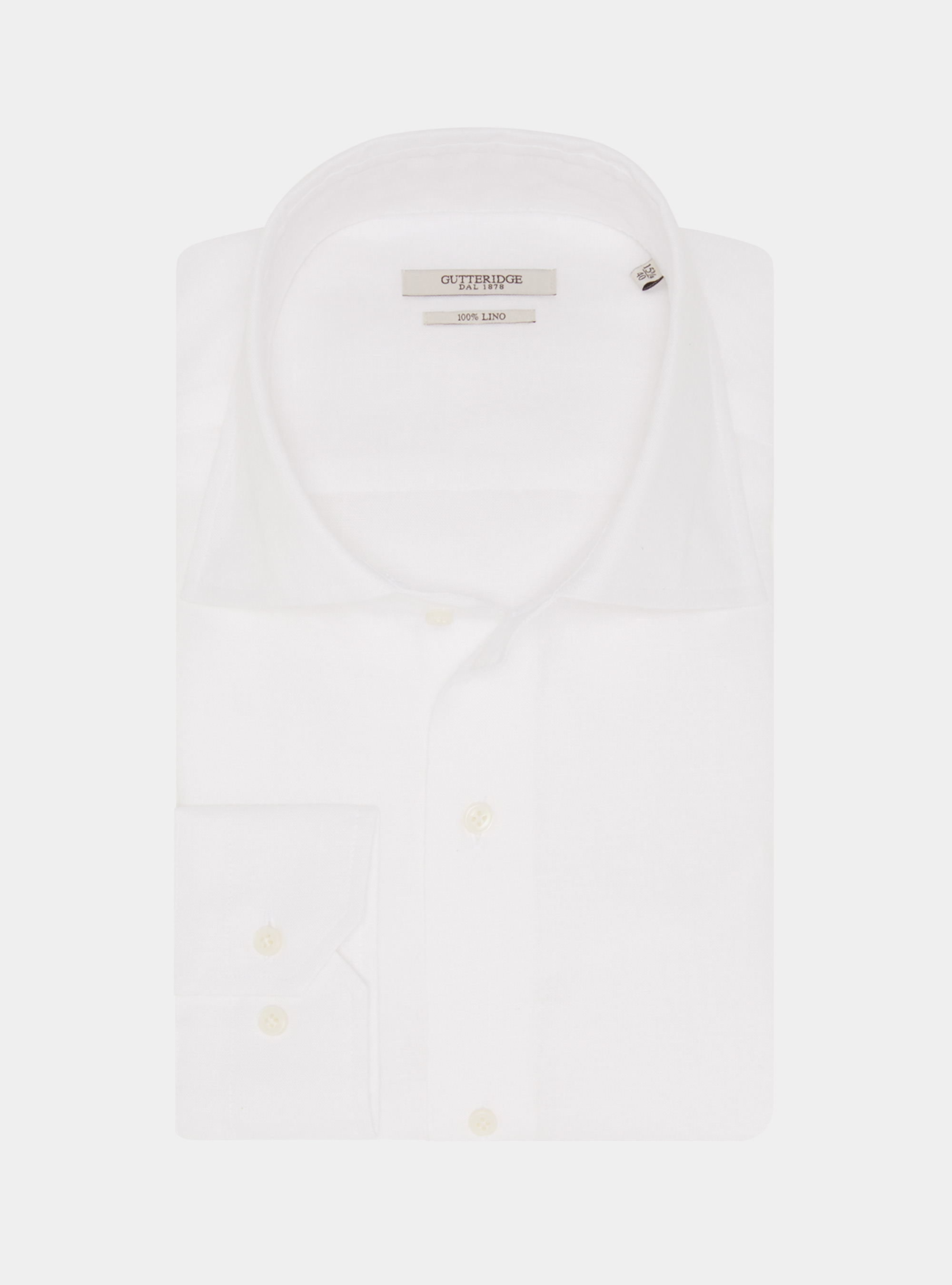 Camicia collo italiano in puro lino, BIANCO