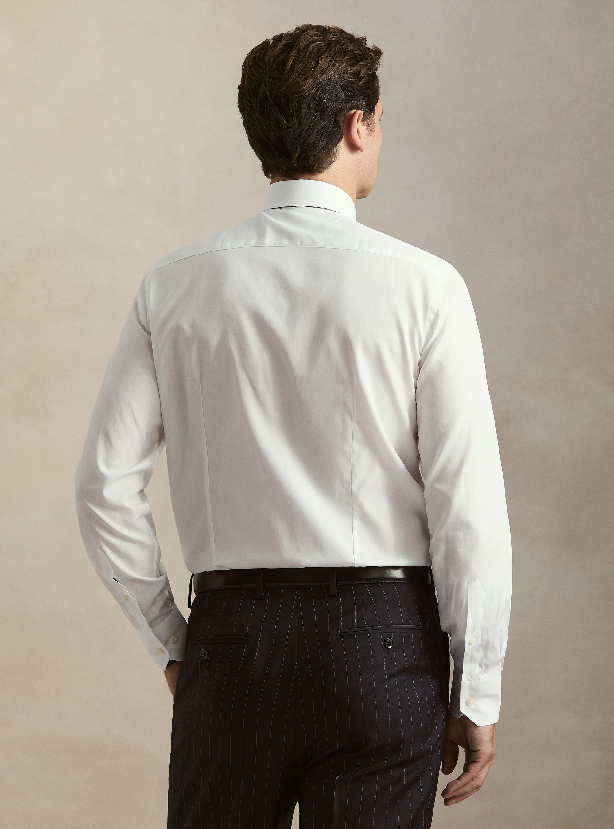 Camicia in cotone fil a fil, BIANCO