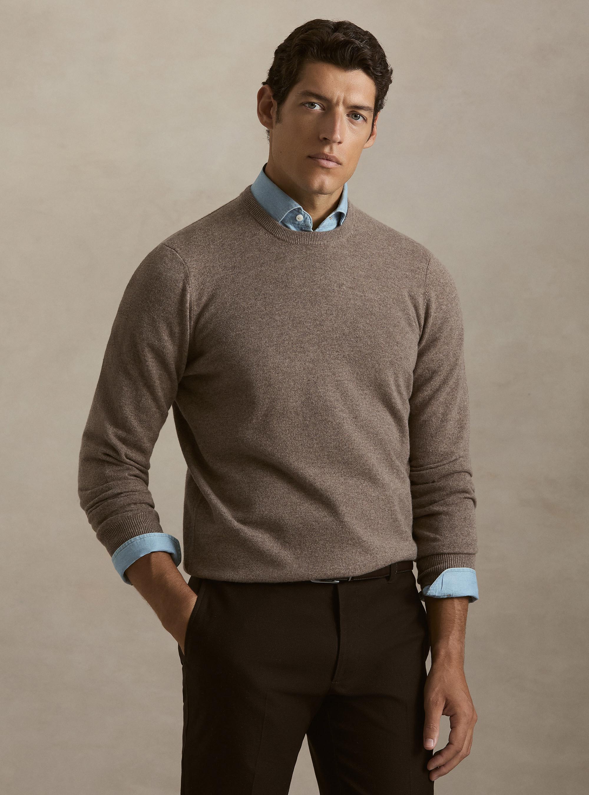 Maglia girocollo in 100% cashmere, FANGO