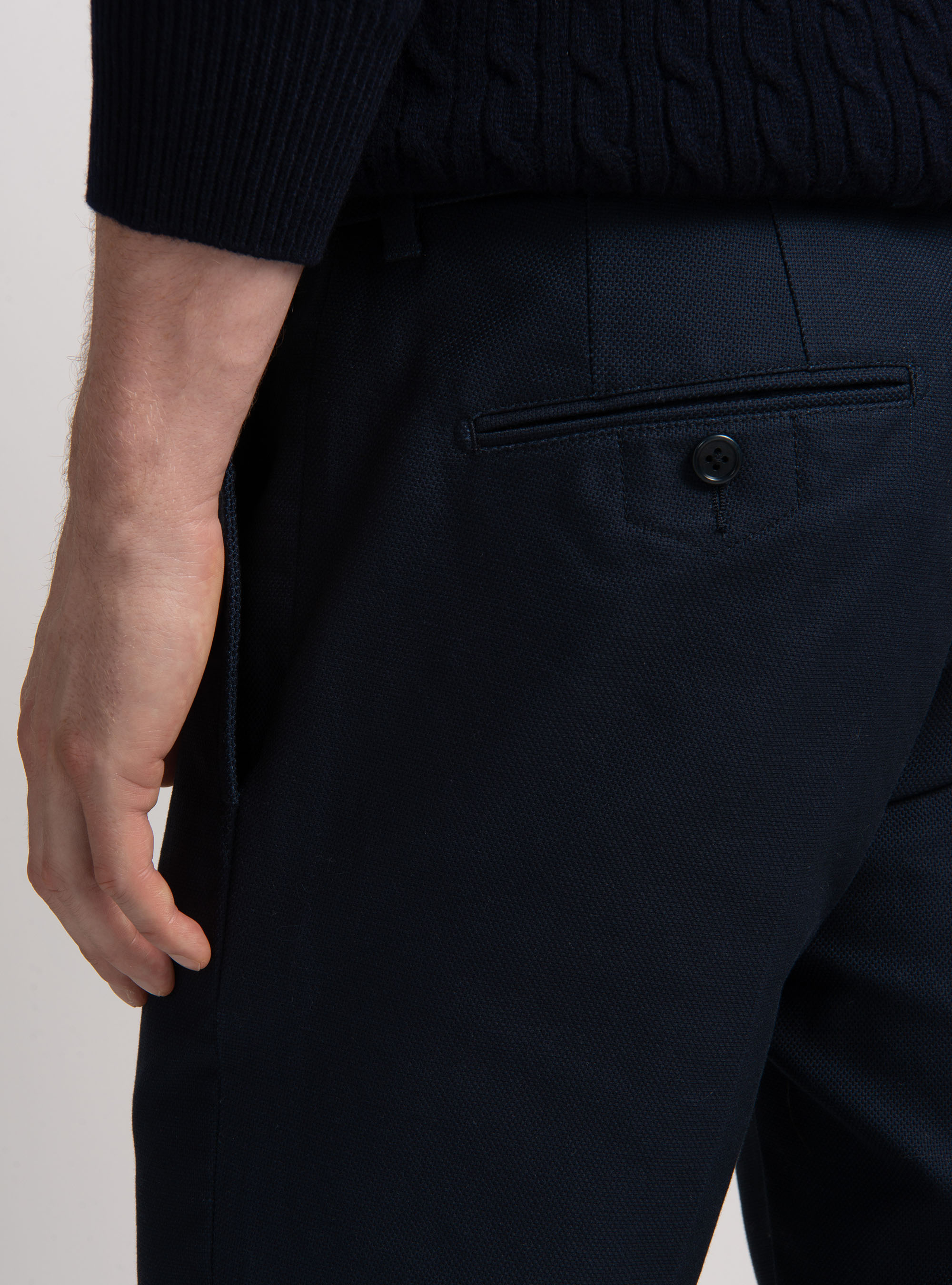 Pantaloni chino slim fit in cotone armaturato, BLU NAVY