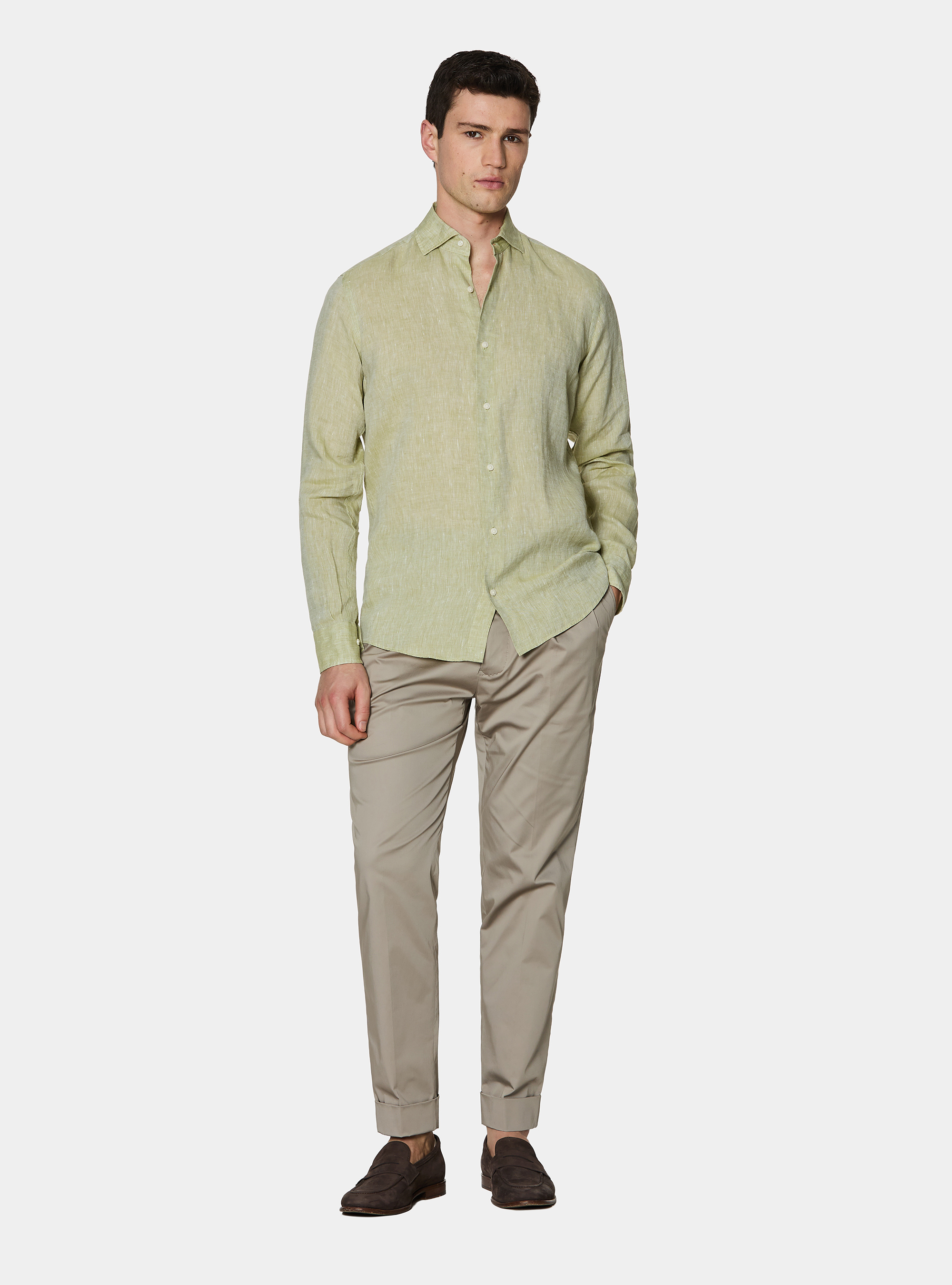 Camicia in puro lino, VERDE PISTACCHIO 0616C