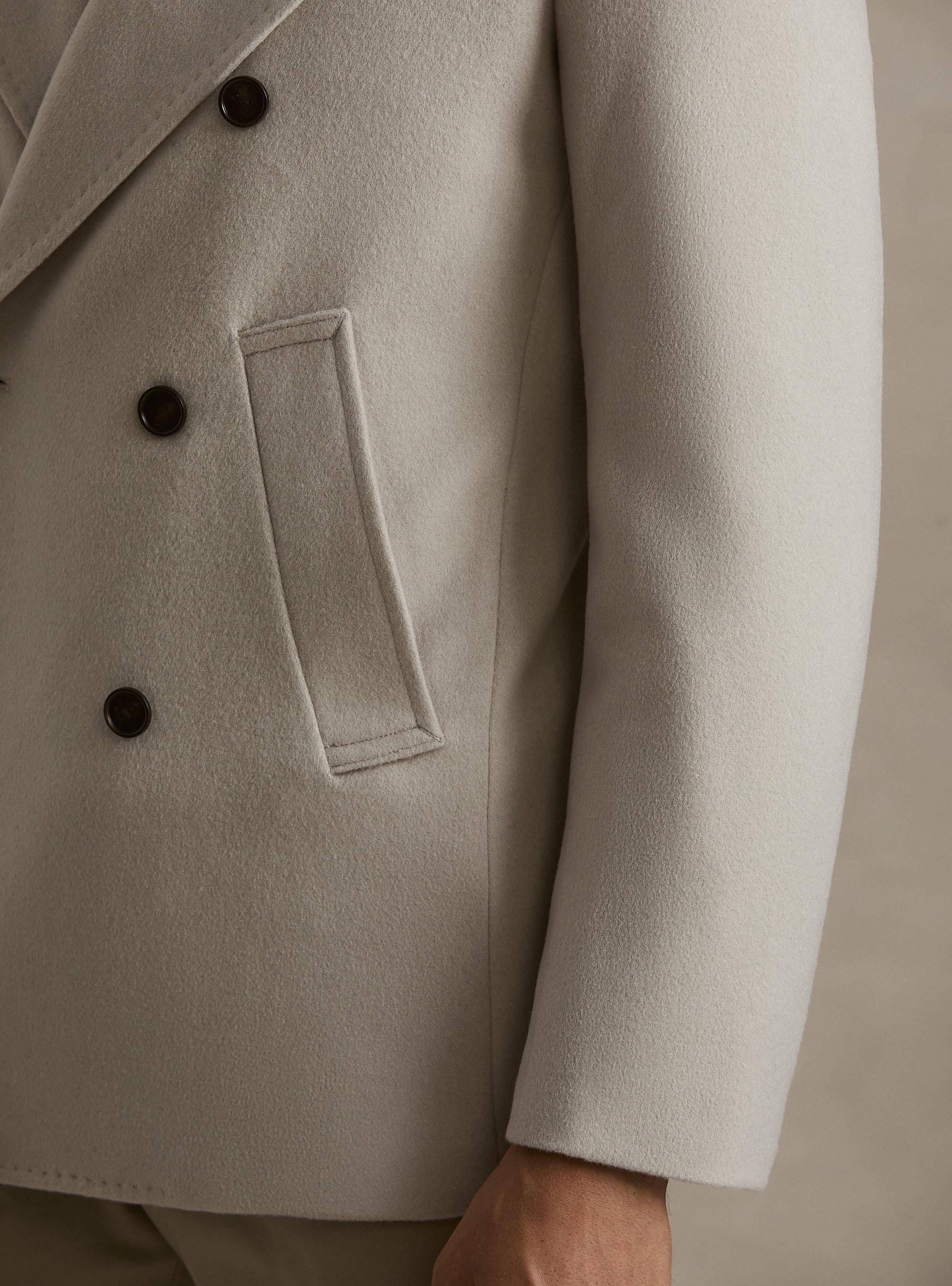 Peacoat in lana cashmere, ECRU 0536C