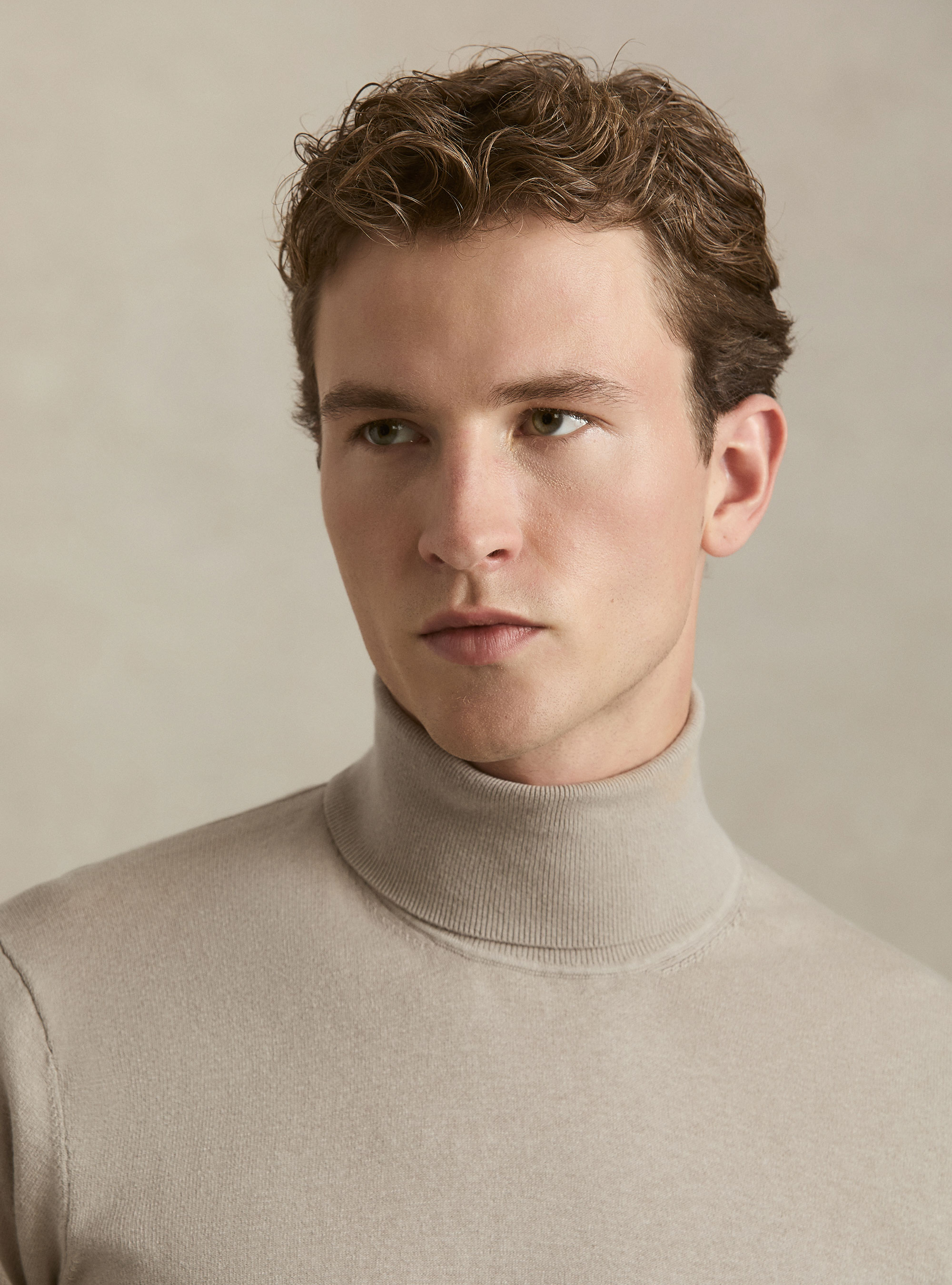 Dolcevita in cotone e cashmere, SABBIA