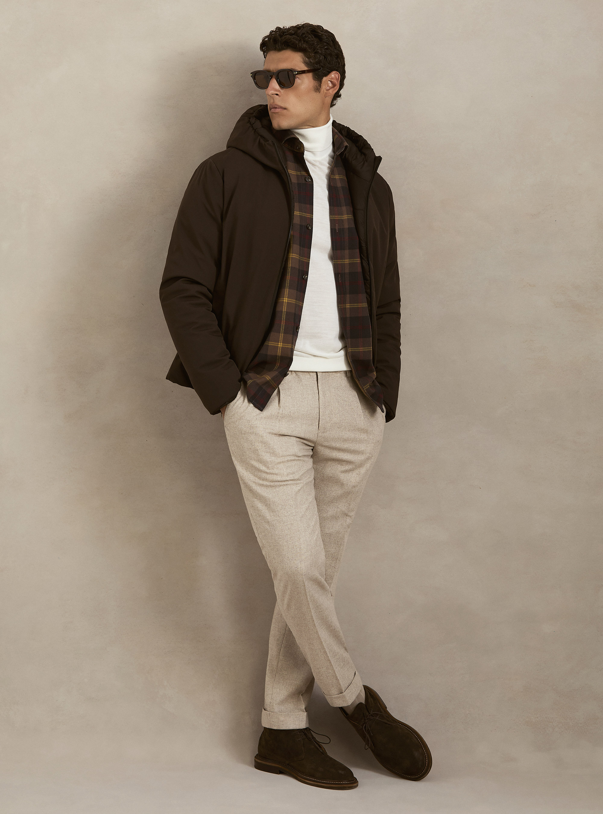 Bomber reversibile con cappuccio, MARRONE 0508C