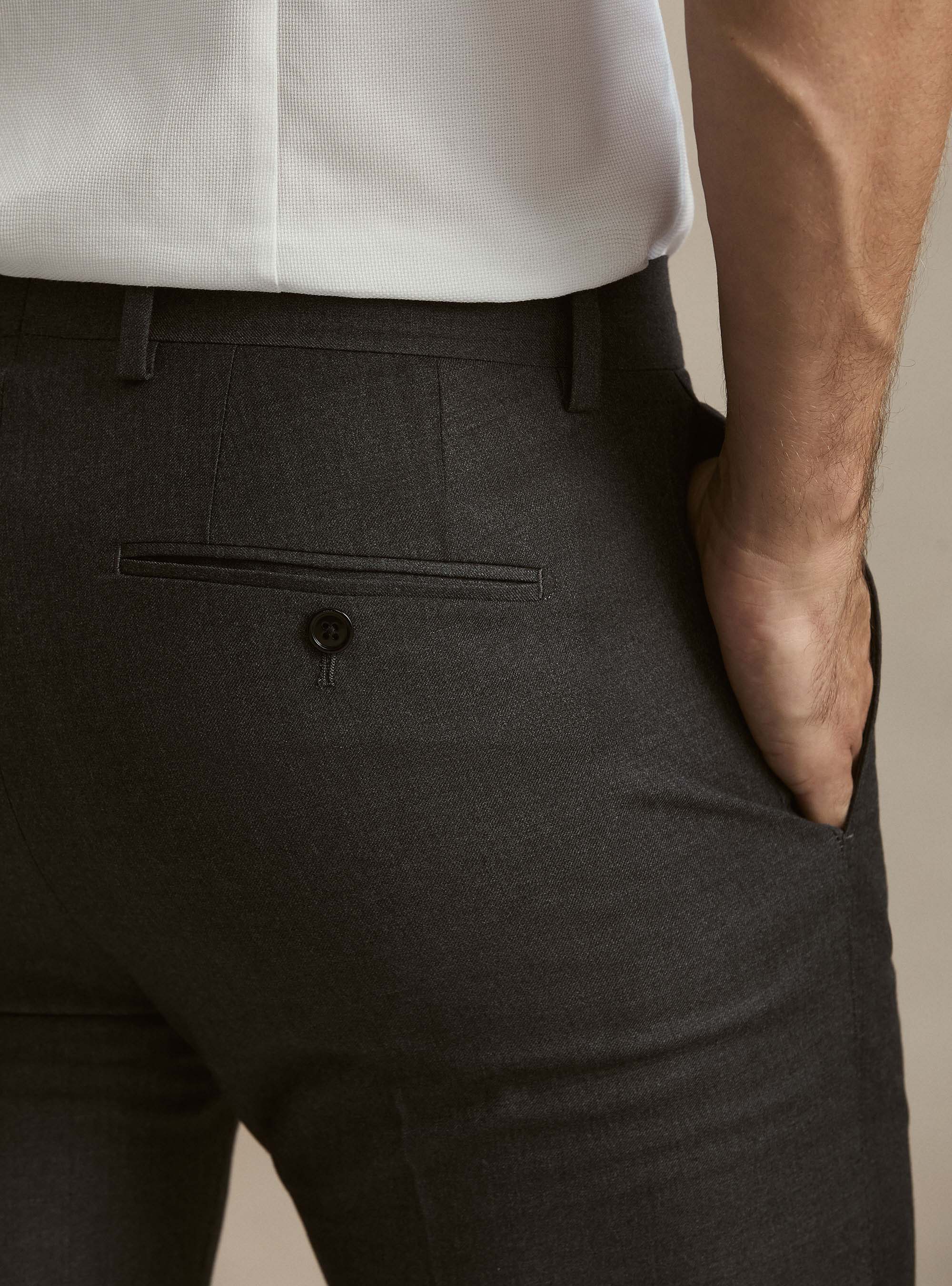 Pantaloni per abito in pura lana Vitale Barberis Canonico, ASFALTO