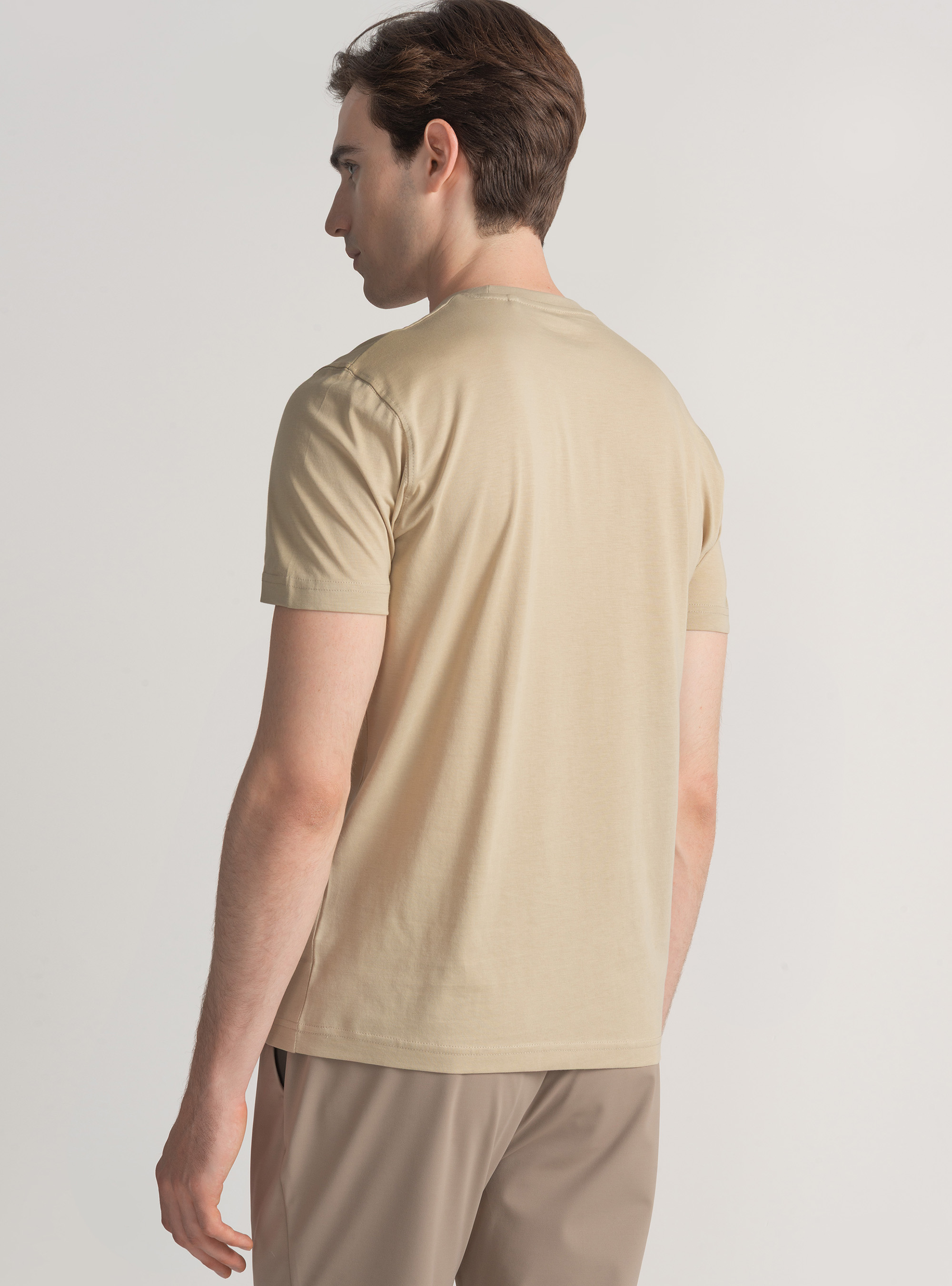T-shirt mezza manica in cotone Supima, SABBIA