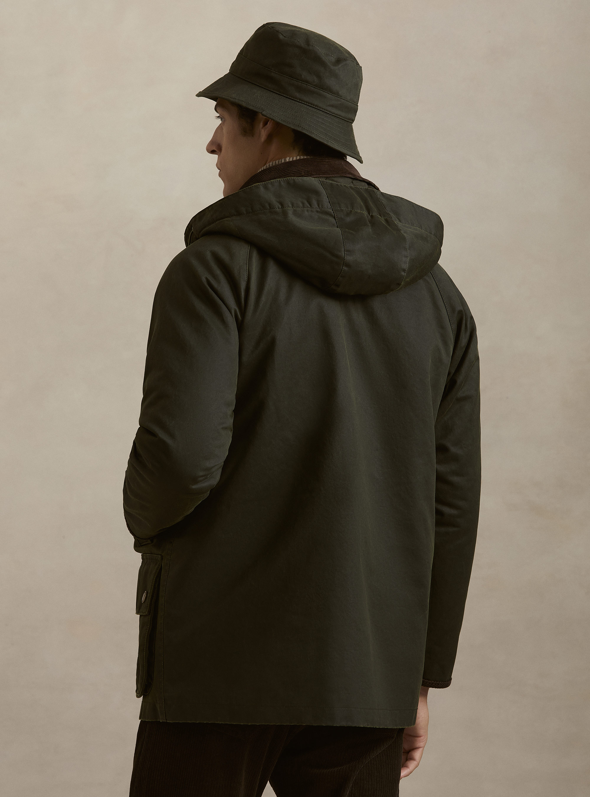 Giacca cerata in misto cotone, VERDE