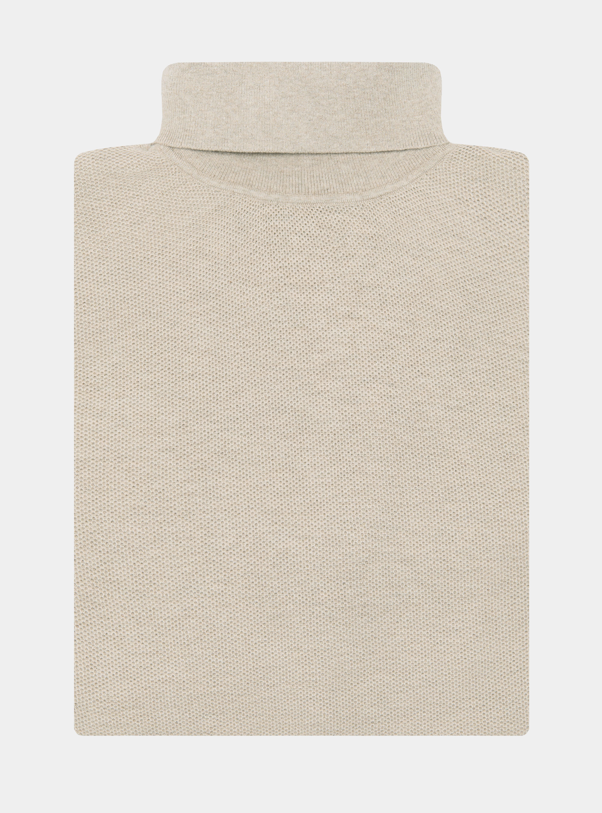 Dolcevita in maglia nido d'ape in cotone e cashmere, ECRU