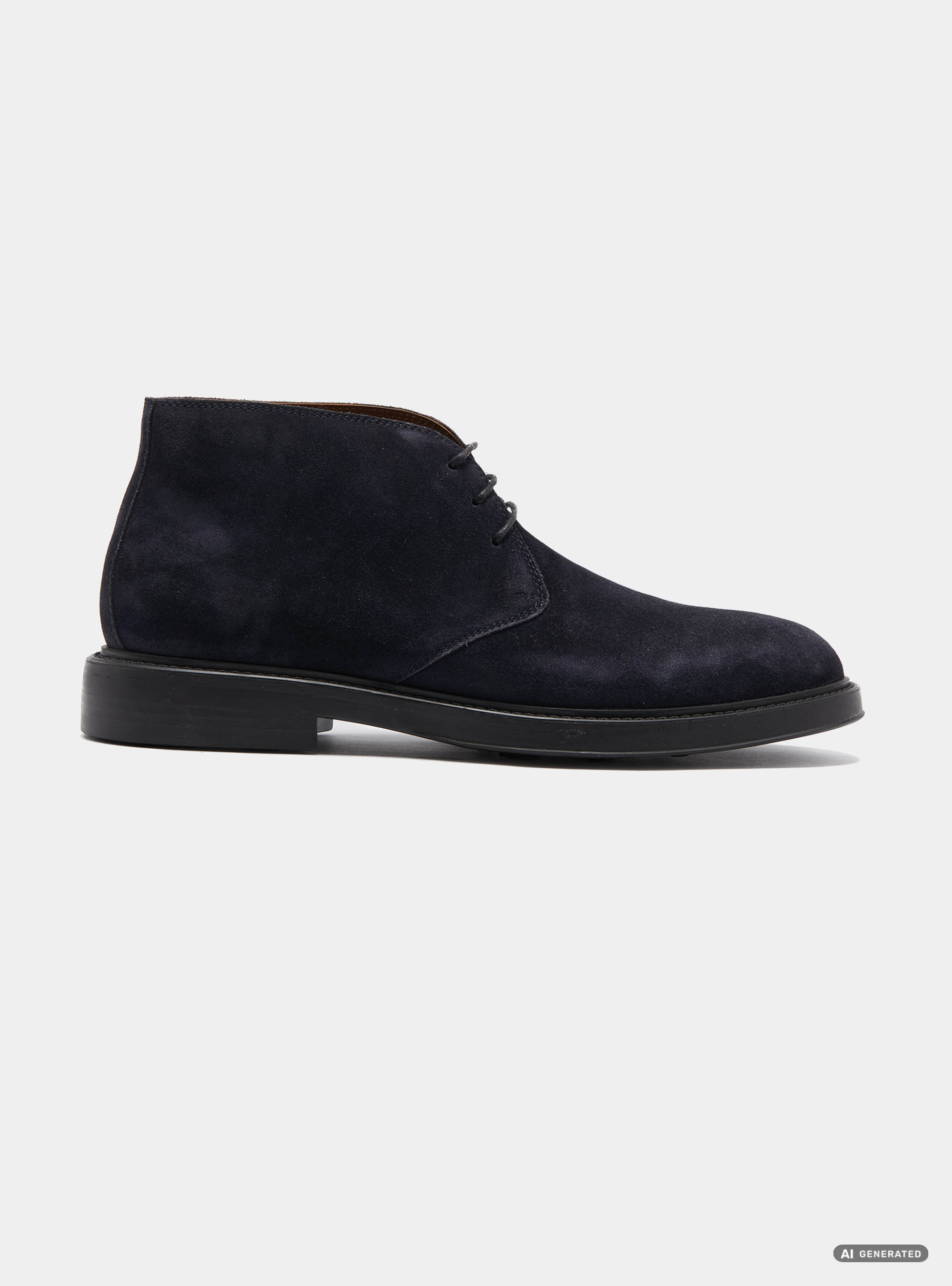Polacchini in suede con suola in gomma, BLU NAVY