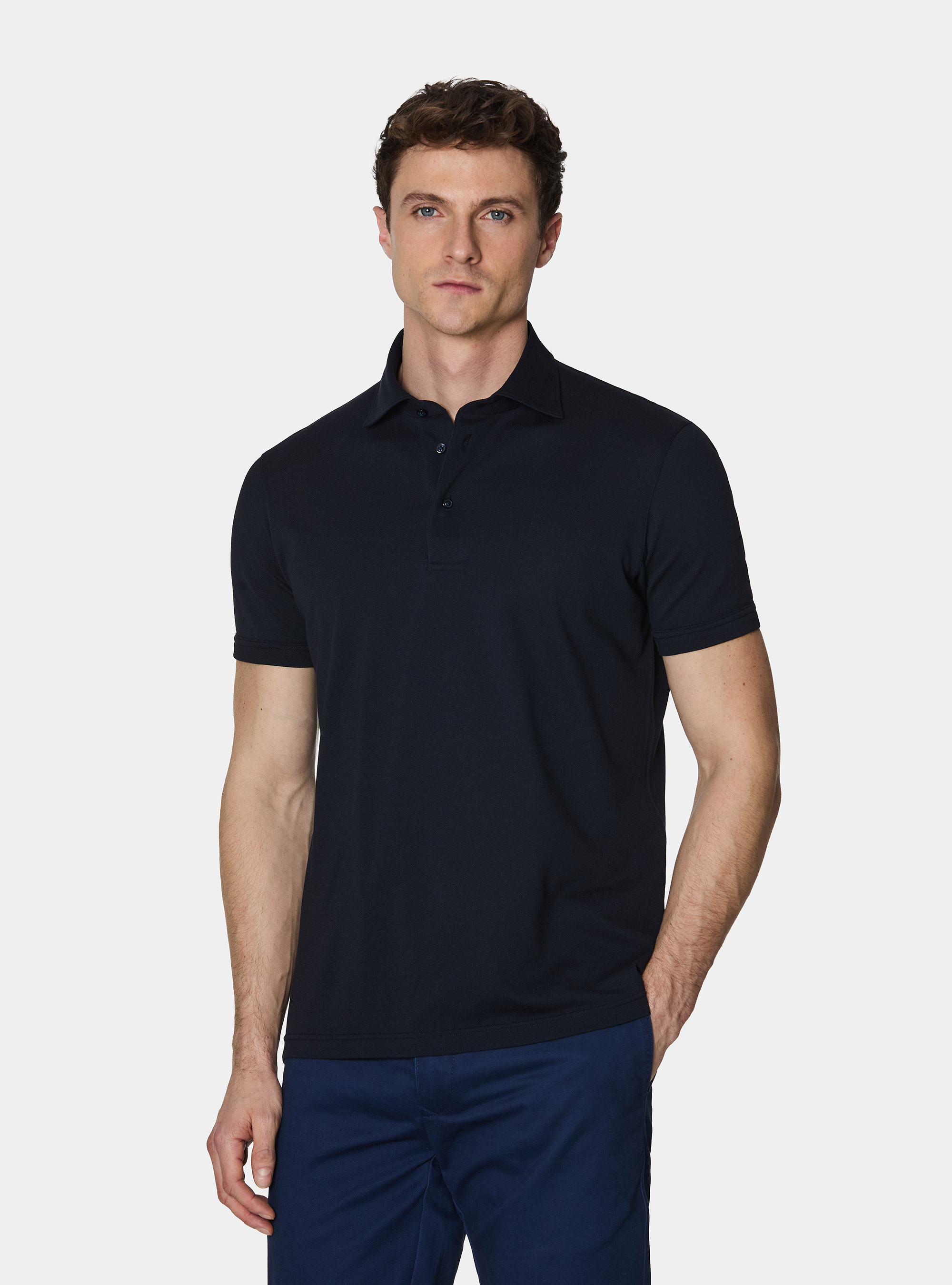Polo GT01 in piquet stretch, BLU NAVY