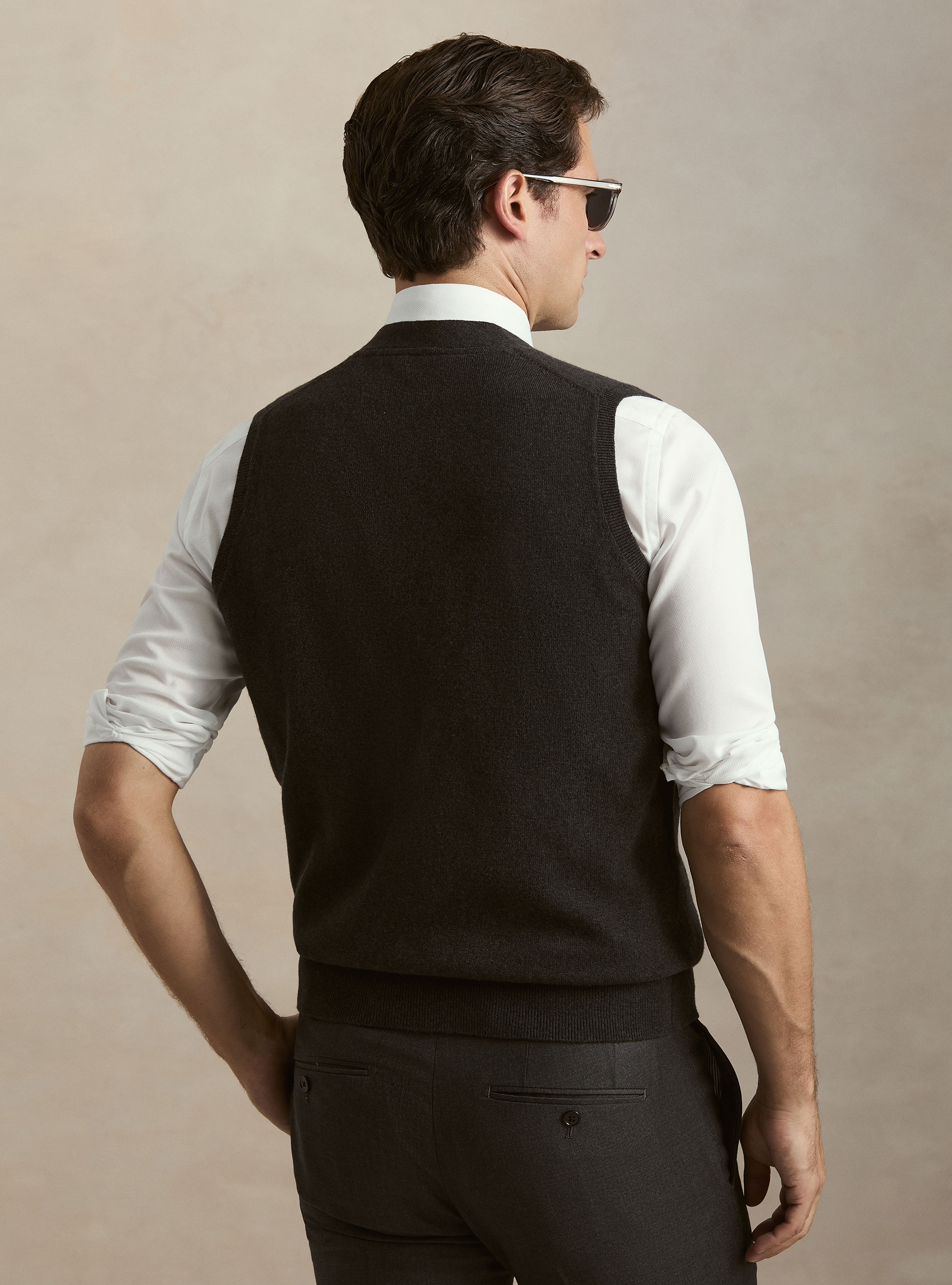 Gilet in maglia in lambswool e cashmere, ASFALTO