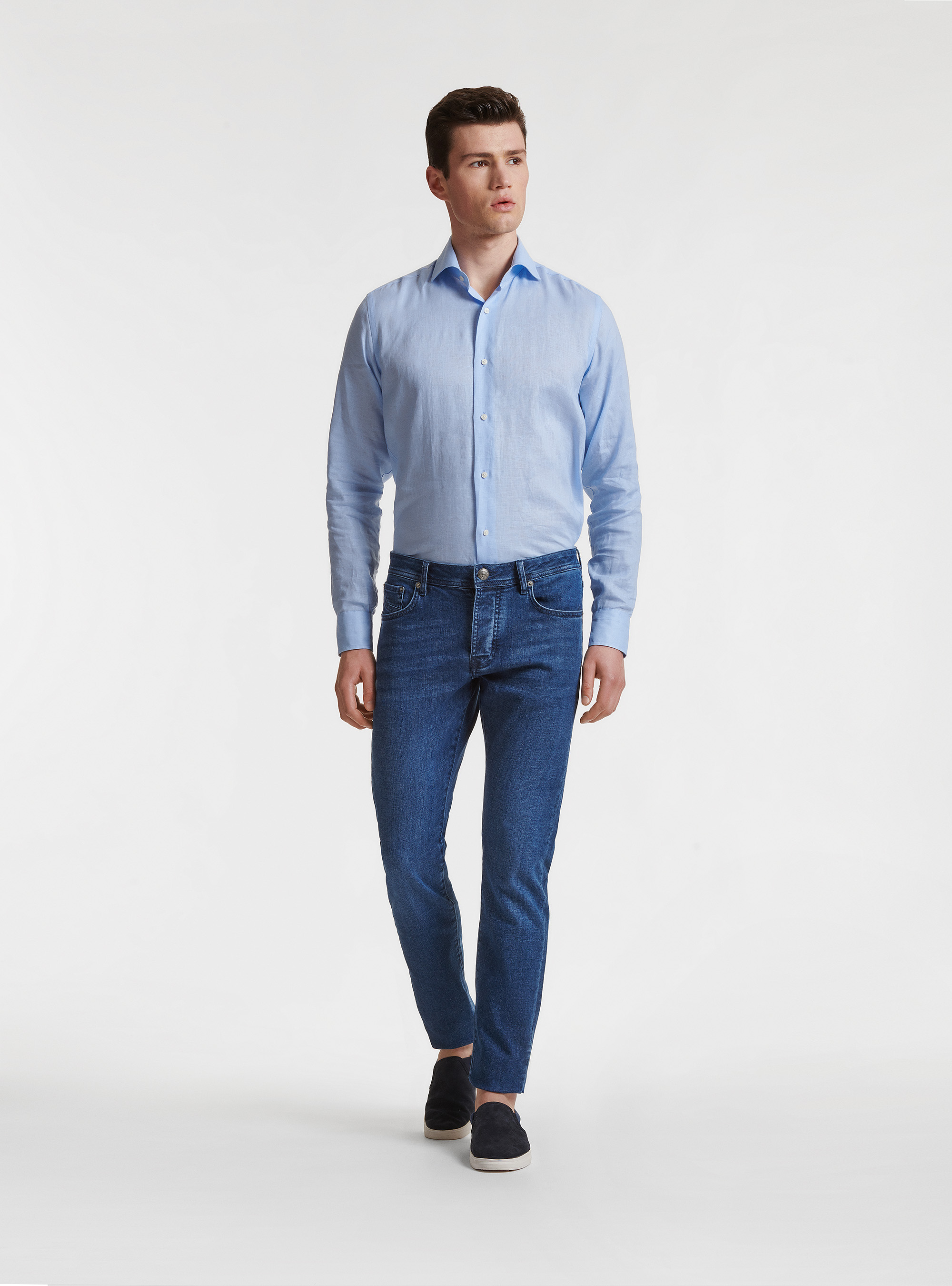 Jeans colorati tinto filo, BLU