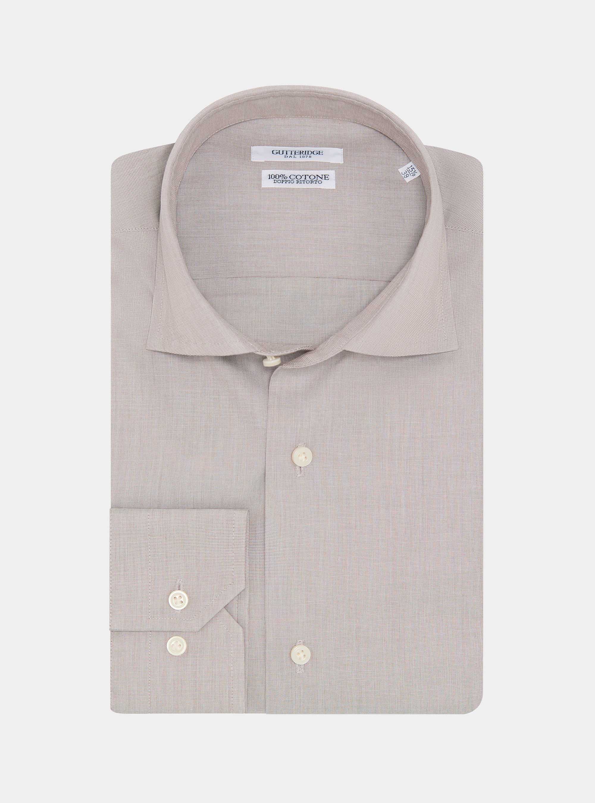 Camicia in cotone fil a fil, FANGO