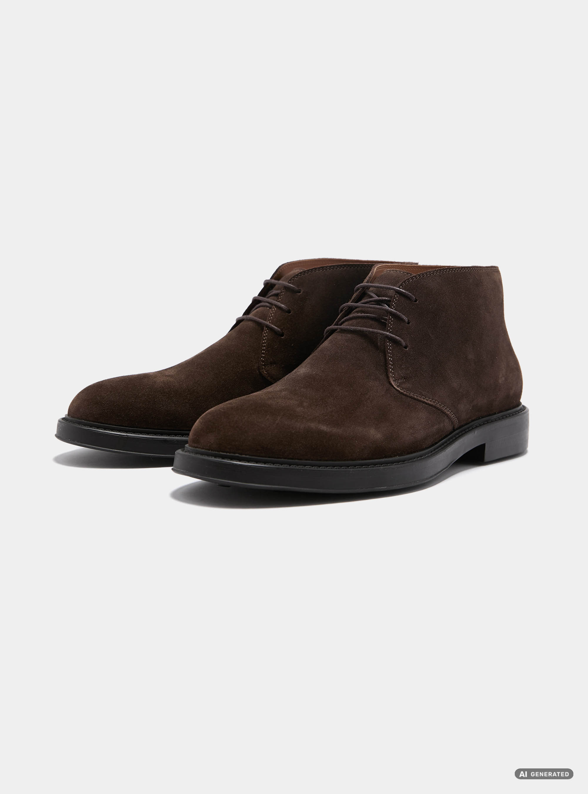 Polacchini in suede con suola in gomma, MARRONE