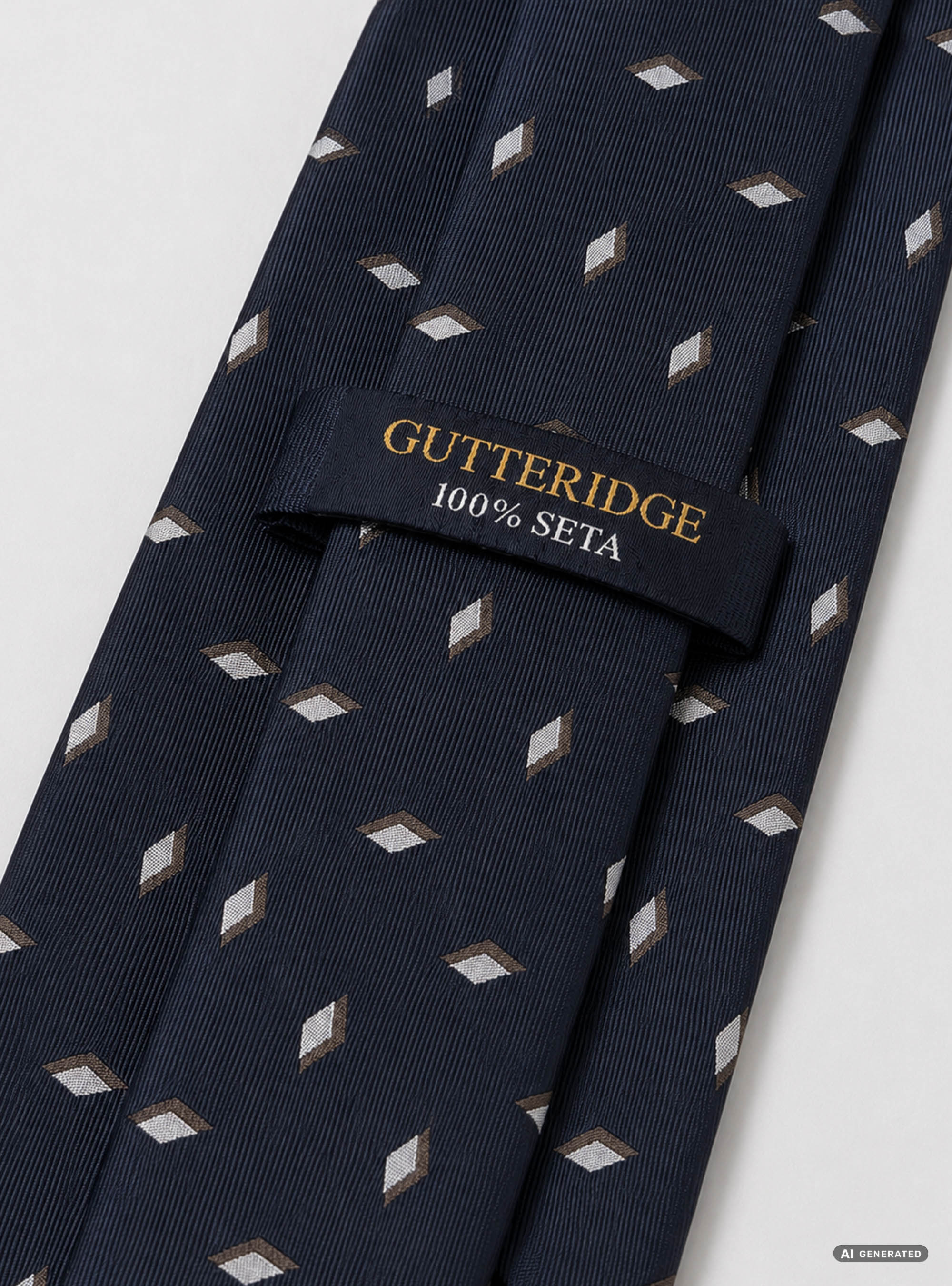 Cravatta in twill di seta fantasia geometrica, BLU NAVY