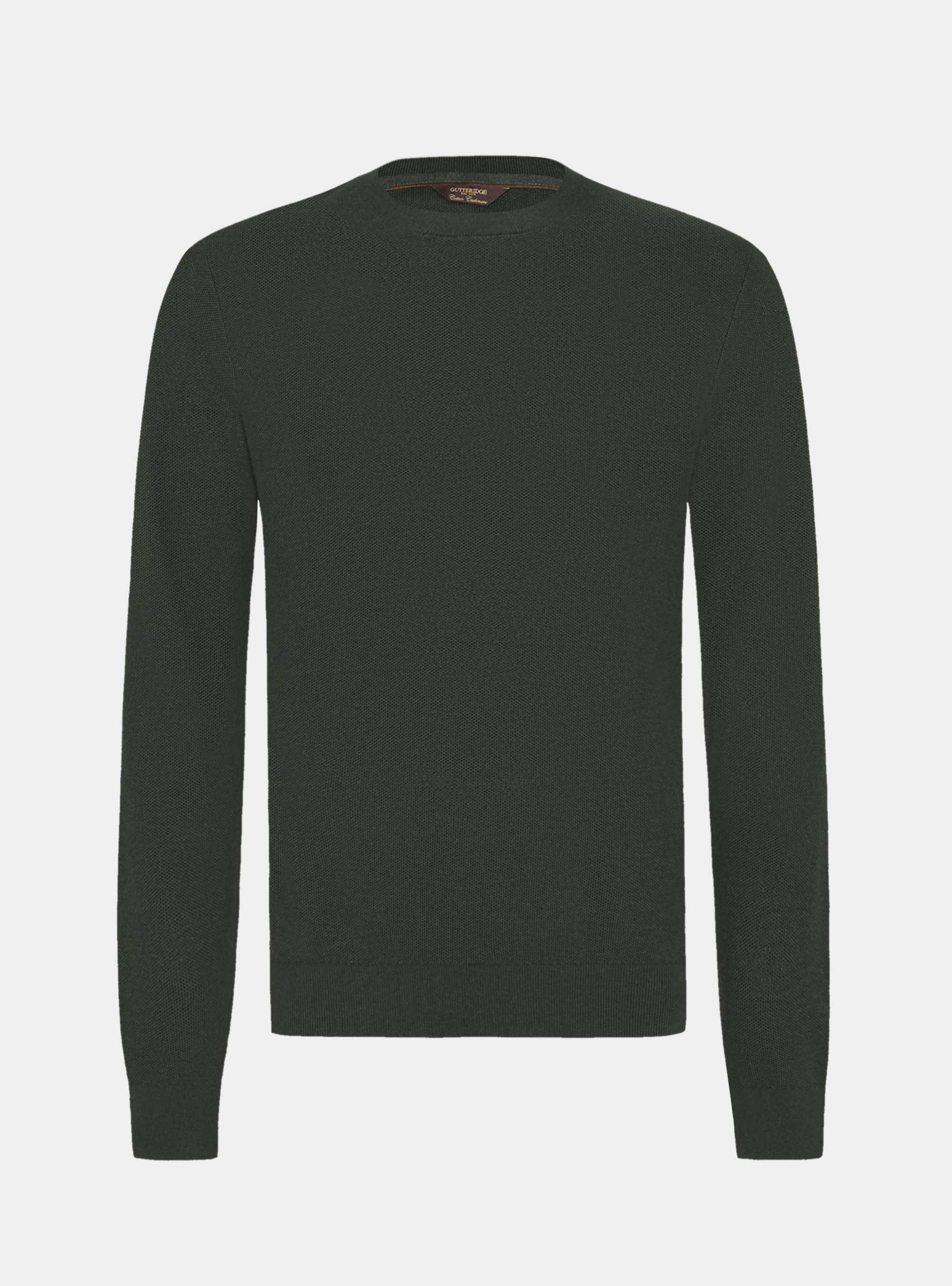 Maglia girocollo in cotone cashmere nido d'ape, MILITARE 0609C