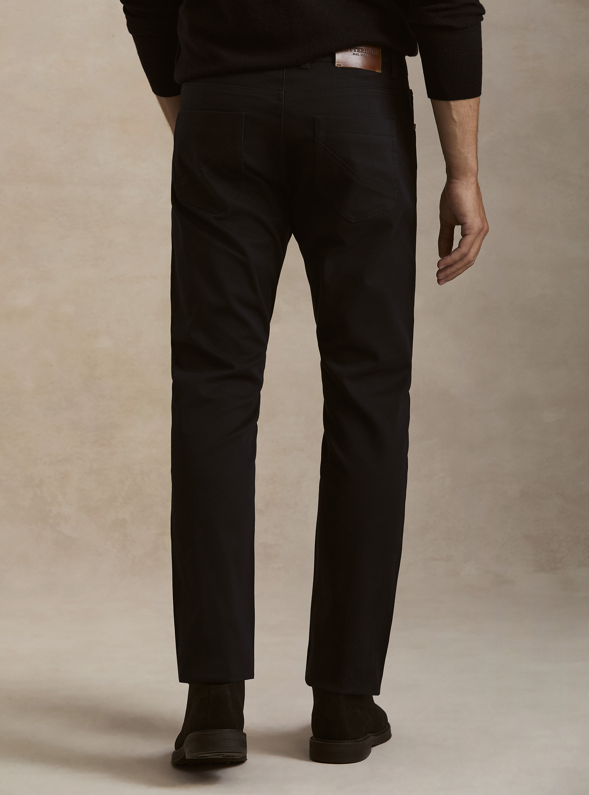 Pantaloni 5 tasche in misto cotone armaturato, BLU NAVY