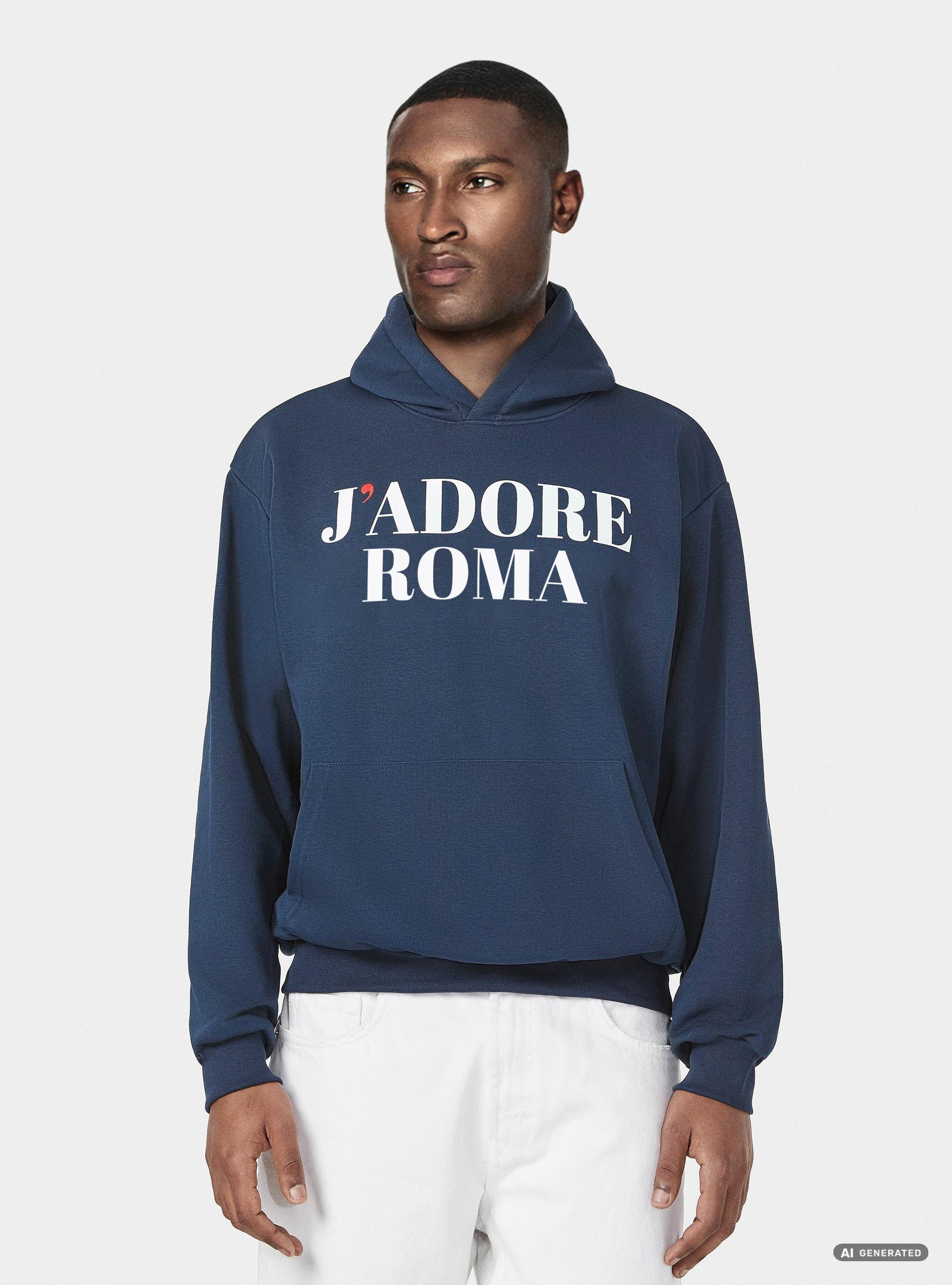 Felpa J'adore Roma in misto cotone, BLU NAVY