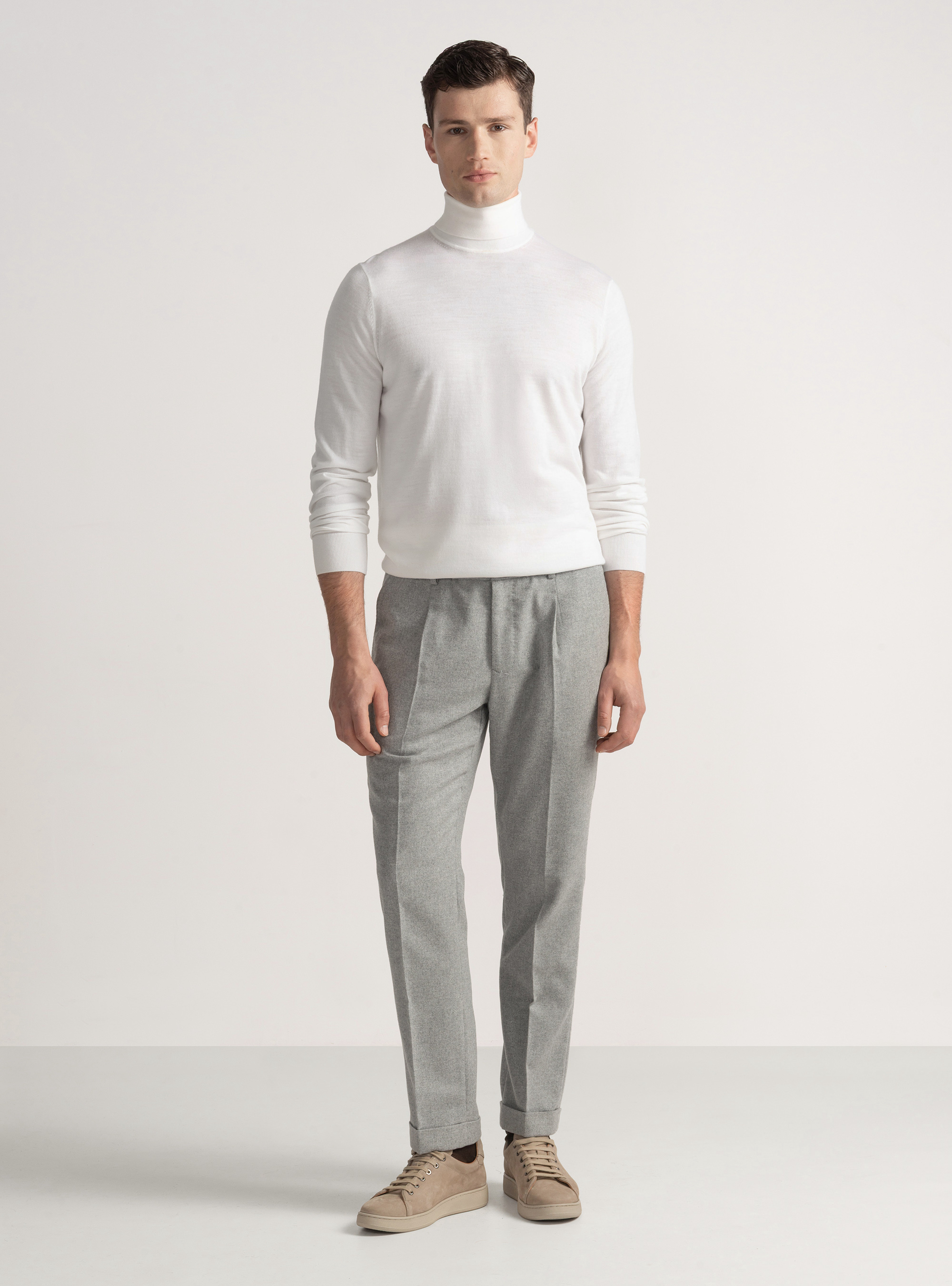 Dolcevita in pura lana merino extrafine, BIANCO