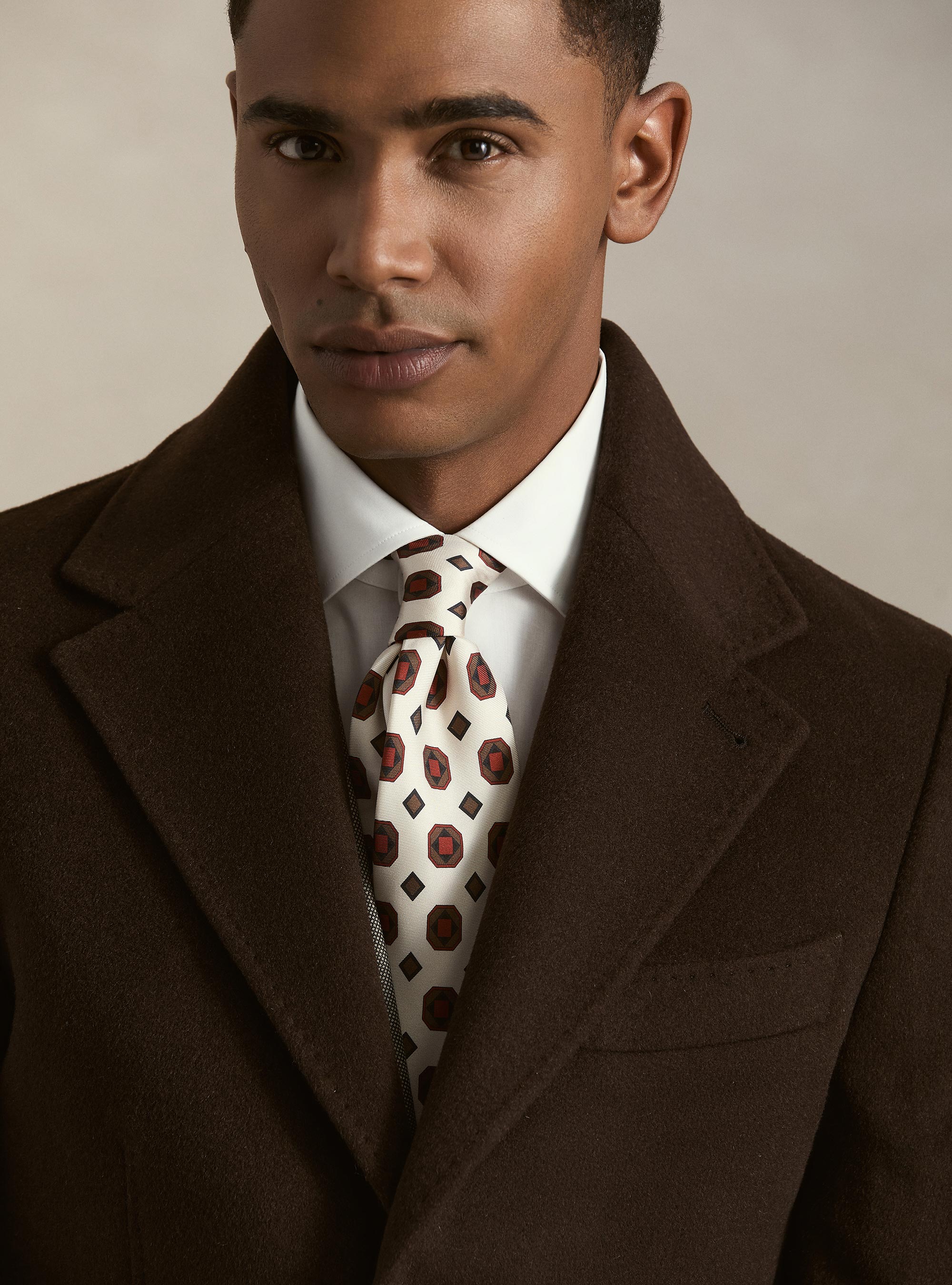Cappotto monopetto in lana cashmere, MARRONE