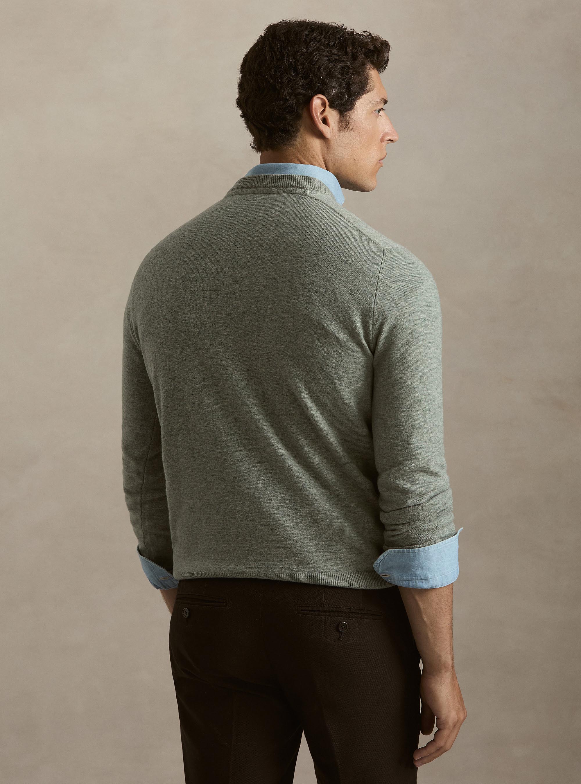 Girocollo in maglia in lana e cashmere, VERDE GIADA 0655C